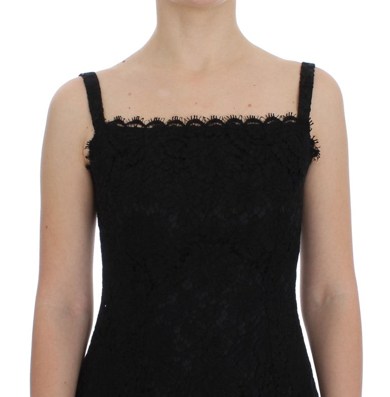 Dolce & Gabbana Black Floral Lace Shift Knee Length Dress - PreLoved & Luxe