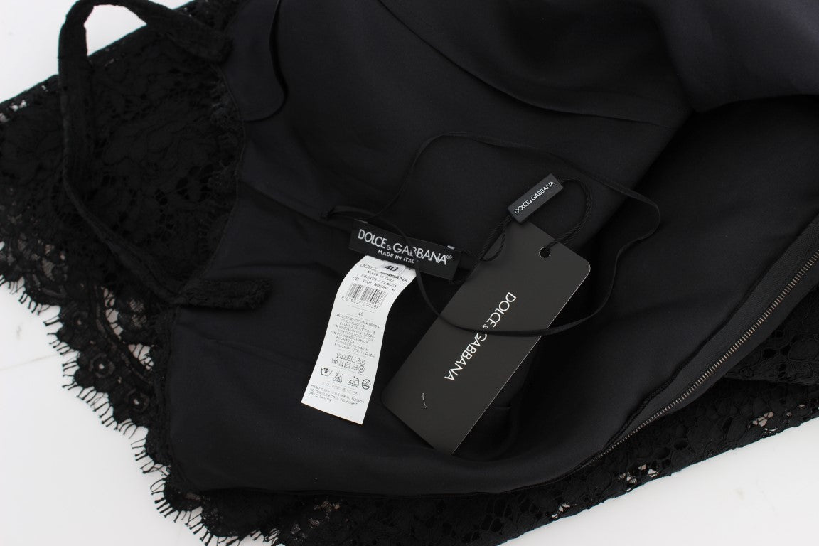 Dolce & Gabbana Black Floral Lace Shift Knee Length Dress - PreLoved & Luxe