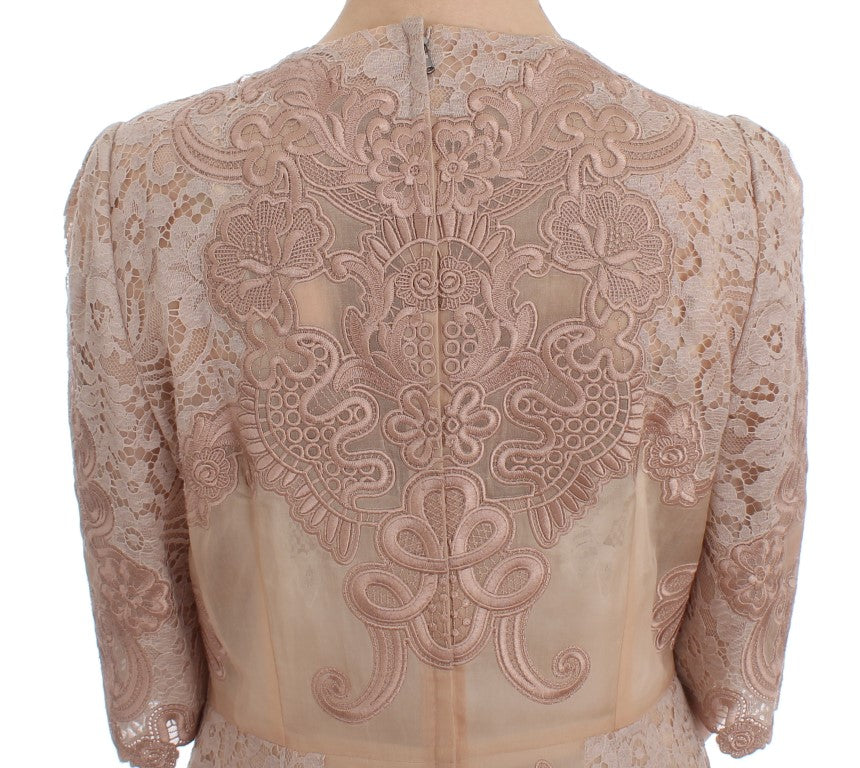 Dolce & Gabbana Pink Silk Lace Ricamo Shift Gown Dress - PreLoved & Luxe