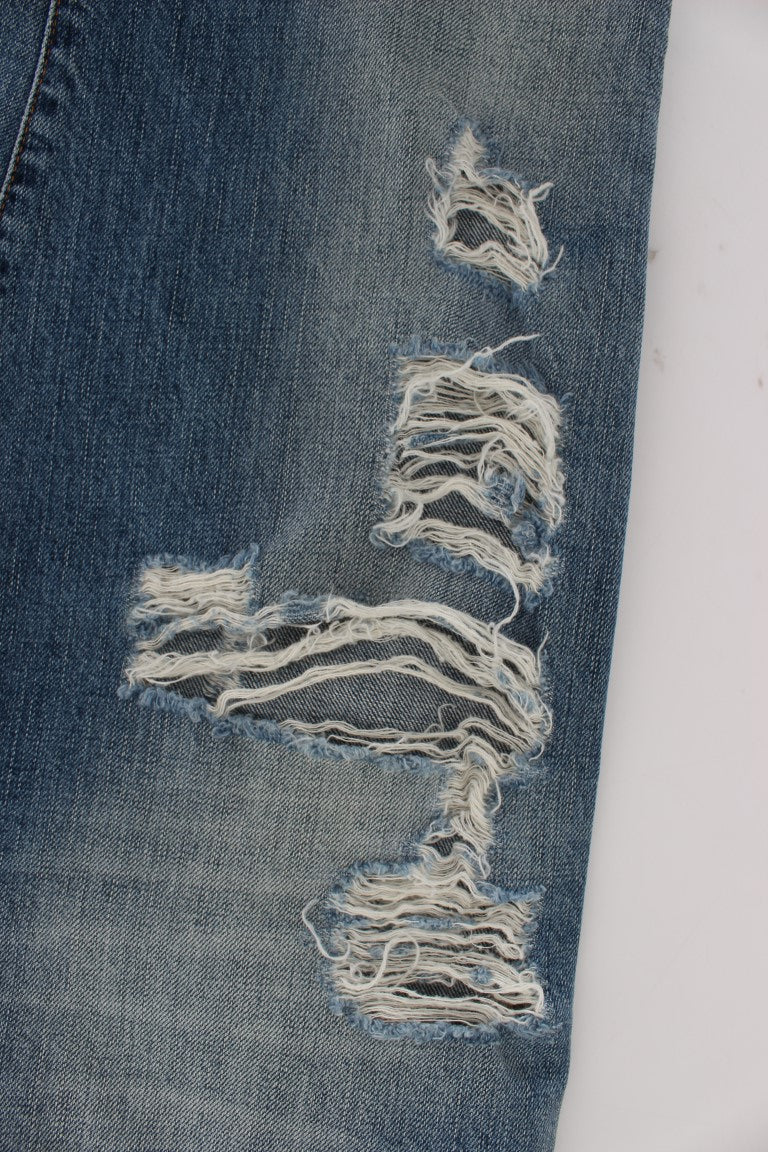 John Galliano Blue Wash Cotton Boyfriend Fit Cropped Jeans - PreLoved & Luxe