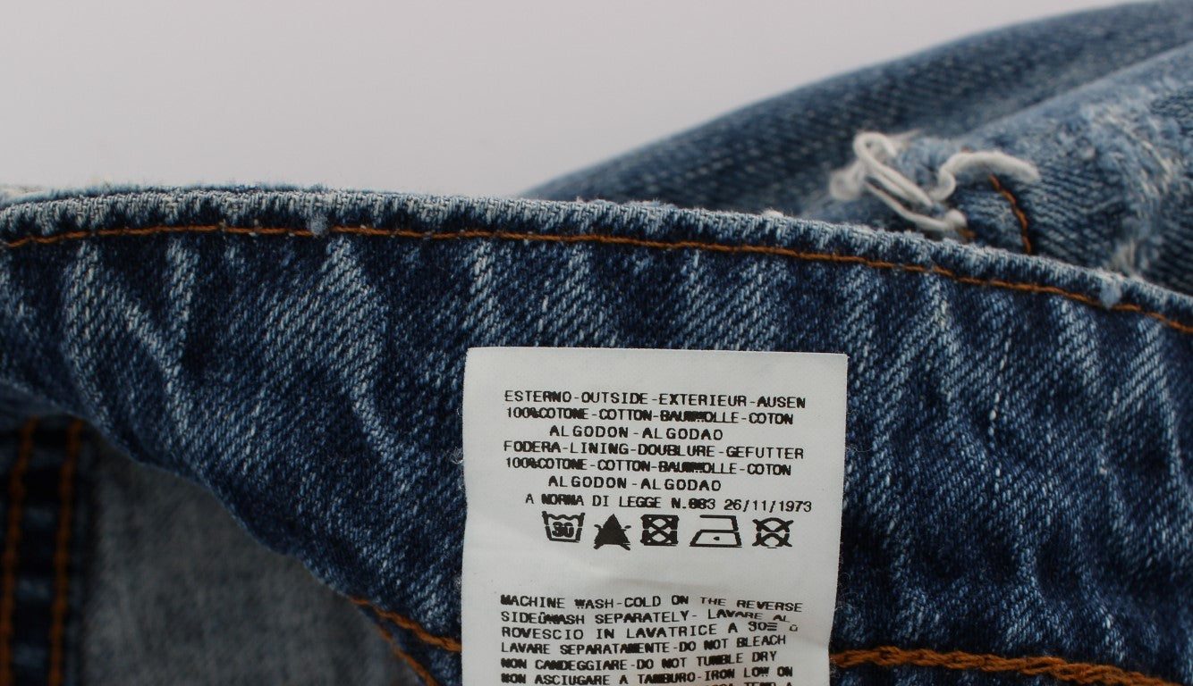 John Galliano Blue Wash Cotton Boyfriend Fit Cropped Jeans - PreLoved & Luxe