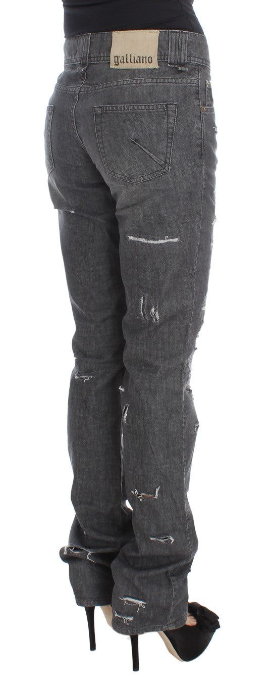John Galliano Gray Wash Cotton Torn Straight Fit Jeans - PreLoved & Luxe