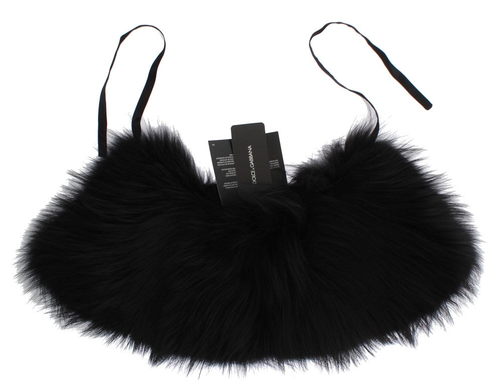 Dolce & Gabbana Black Fox Fur Collar Scarf - PreLoved & Luxe