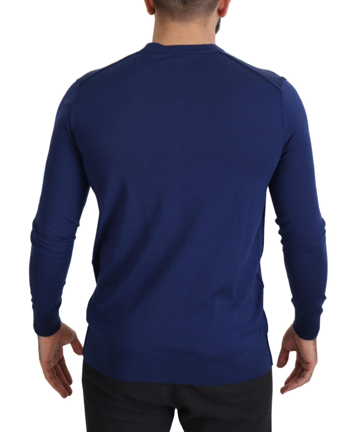 New Dolce & Gabbana Blue Wool V-neck Button Down Cardigan Sweater
