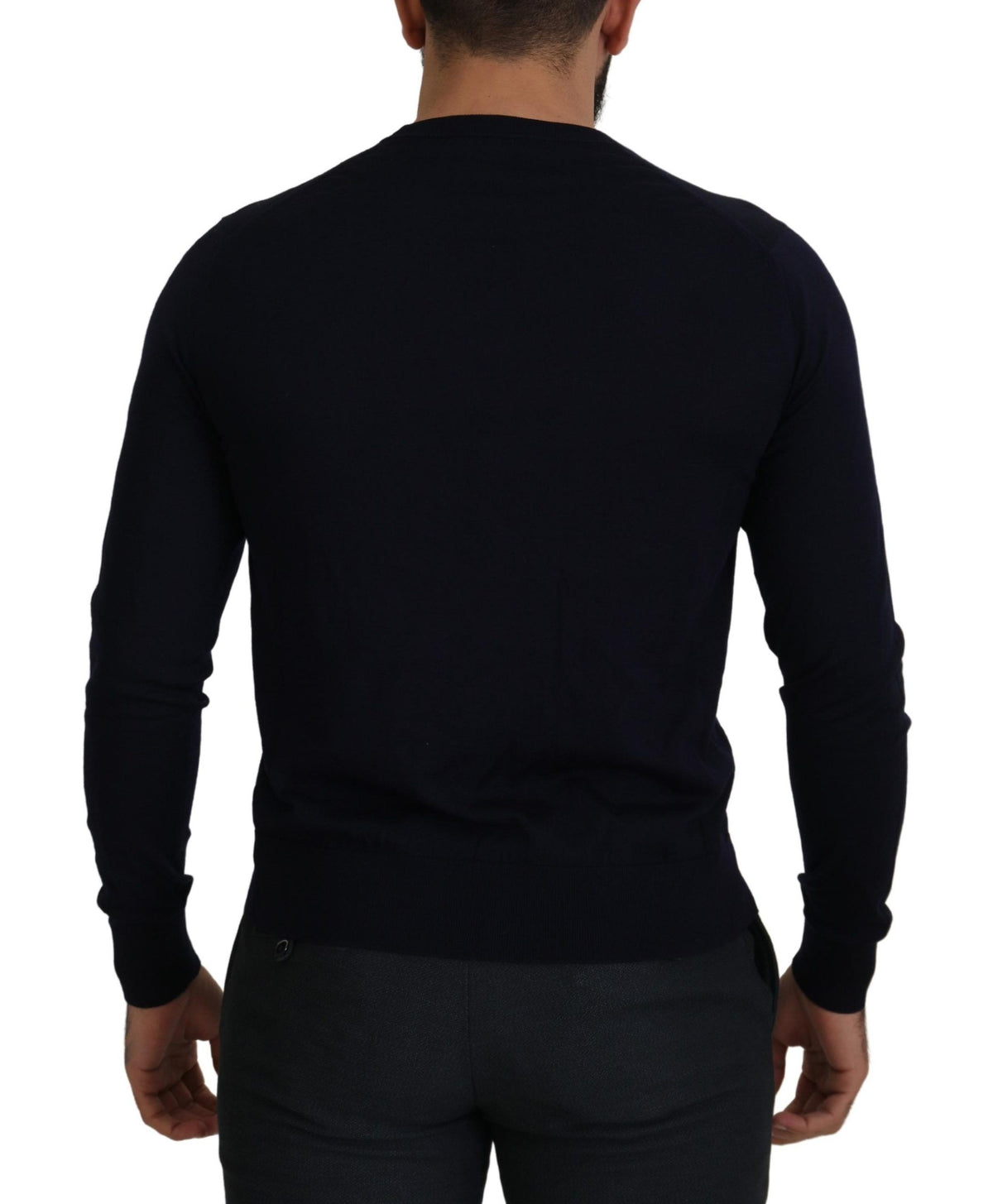 New Dolce & Gabbana Blue Wool STAFF Down Cardigan Sweater