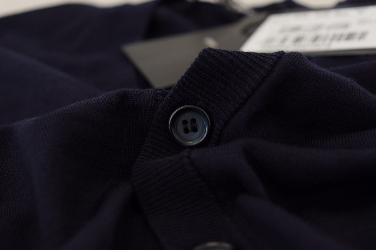 New Dolce & Gabbana Blue Wool STAFF Down Cardigan Sweater