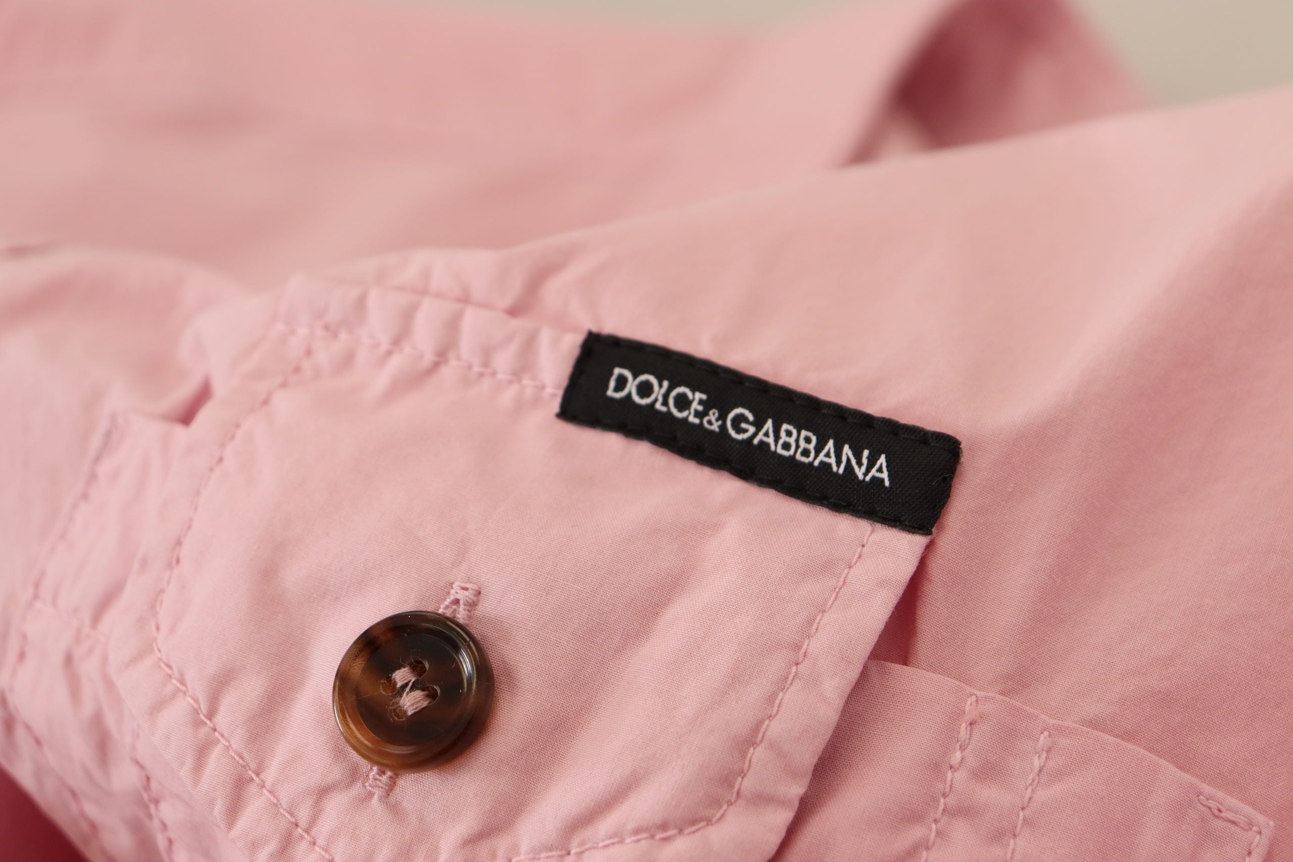 New Dolce & Gabbana Pink Casual Button Down Long Sleeves Shirt