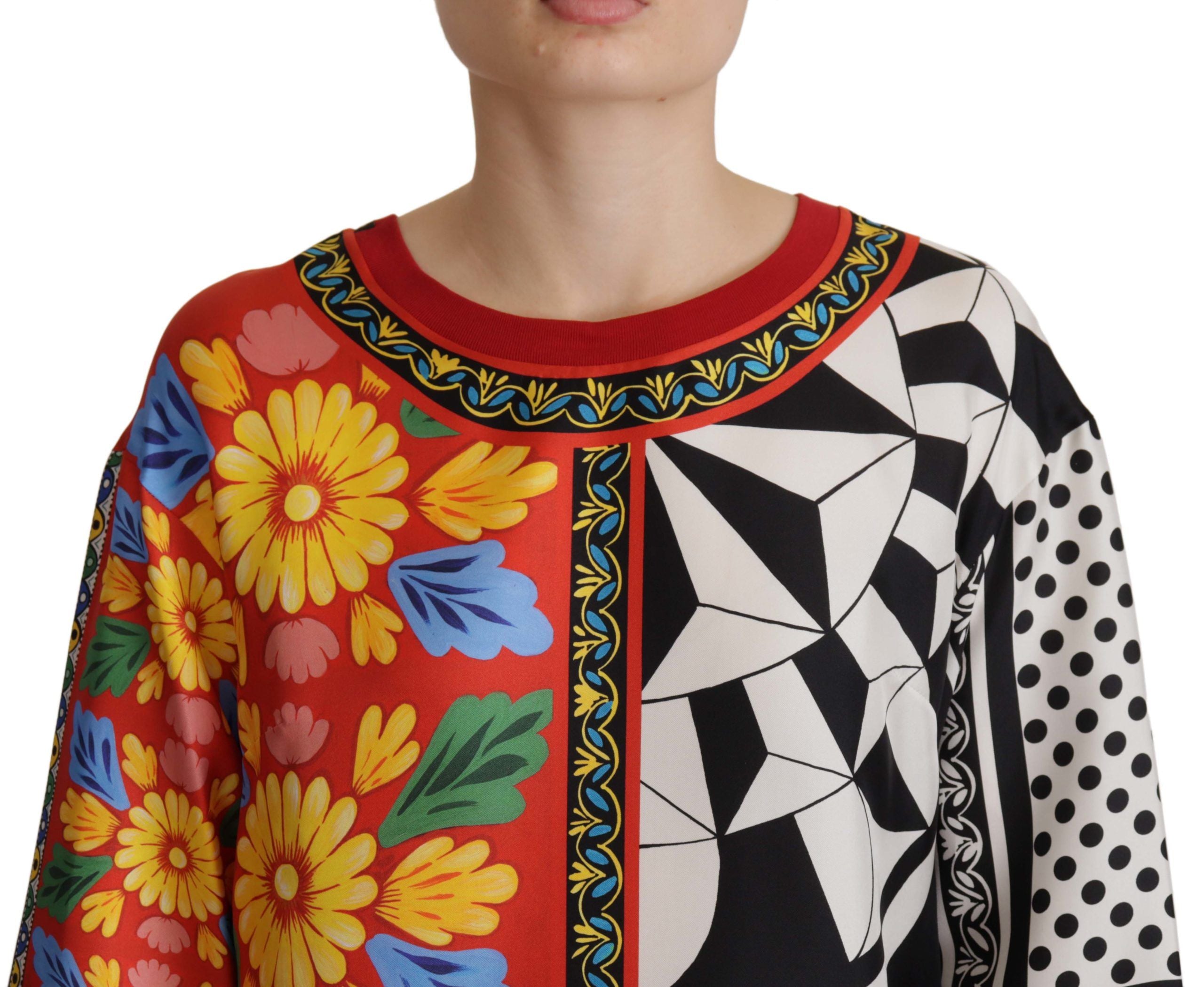 New Dolce & Gabbana Printed Baroque Loose Long Sleeve