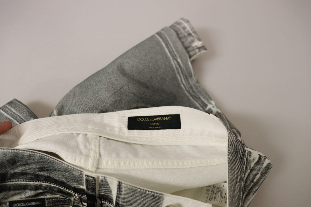 New Dolce & Gabbana Grey Washed High Waist Denim Pants Cotton Jeans