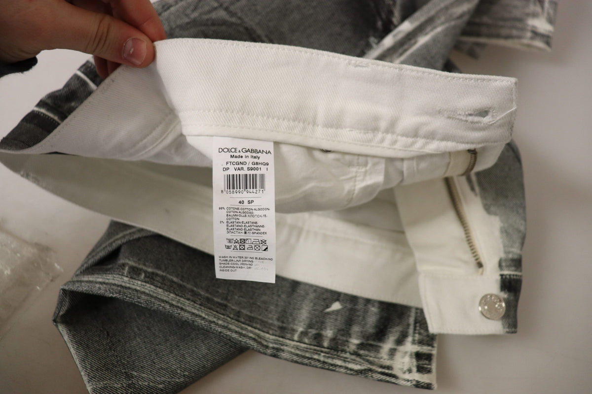New Dolce & Gabbana Grey Washed High Waist Denim Pants Cotton Jeans