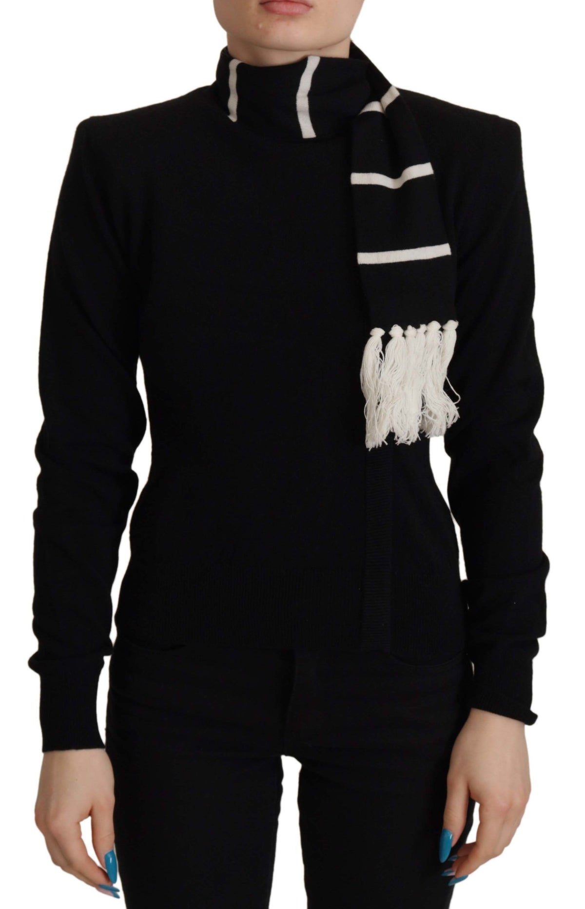 New Dolce & Gabbana Black Cashmere Turtleneck Pullover Sweater