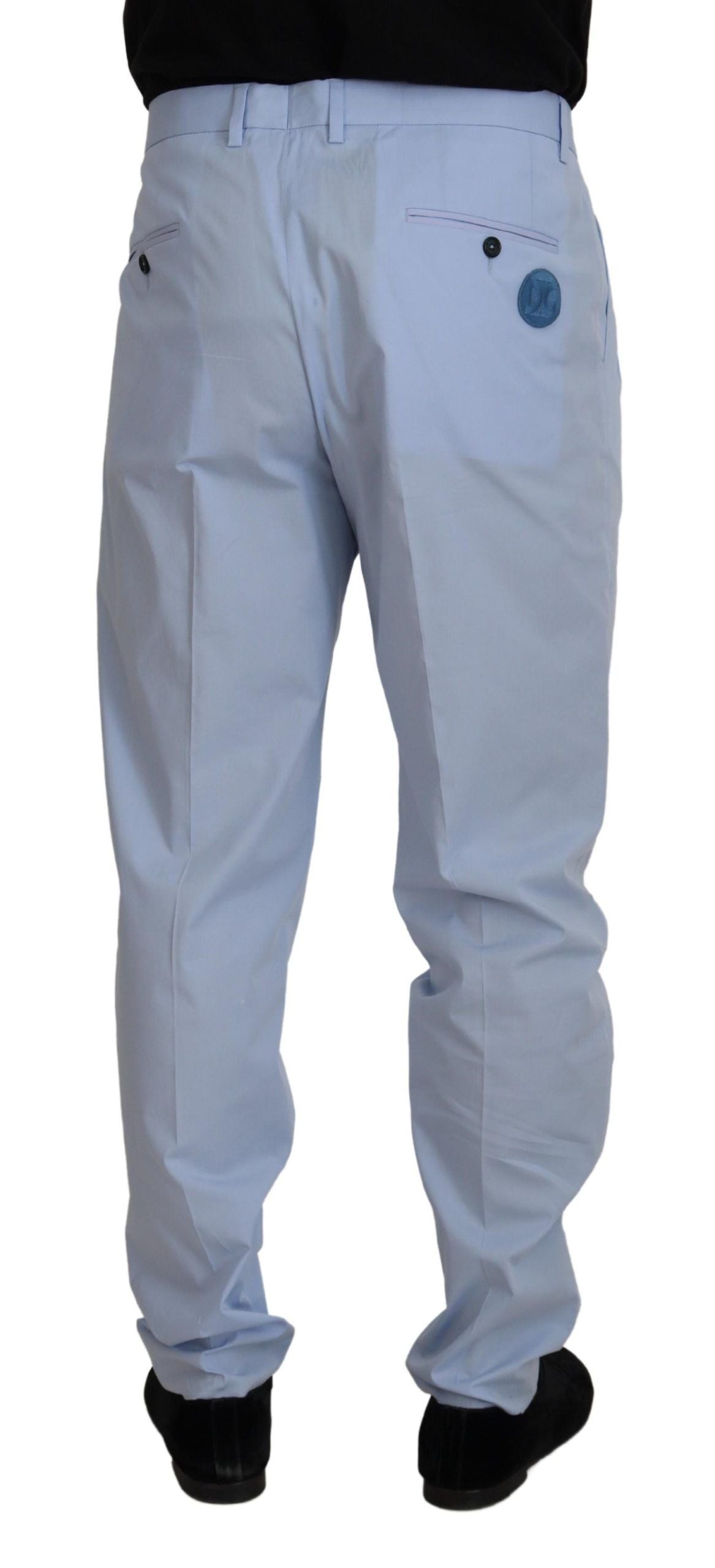 New Dolce & Gabbana Blue Cotton Stretch Trousers Chinos Pants