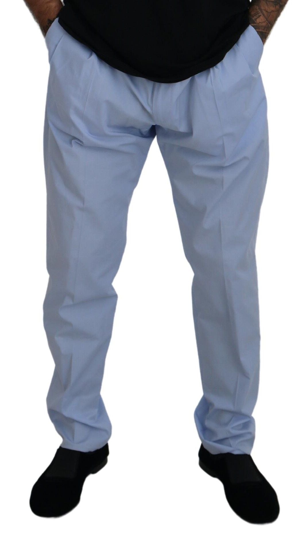 New Dolce & Gabbana Blue Cotton Stretch Trousers Chinos Pants