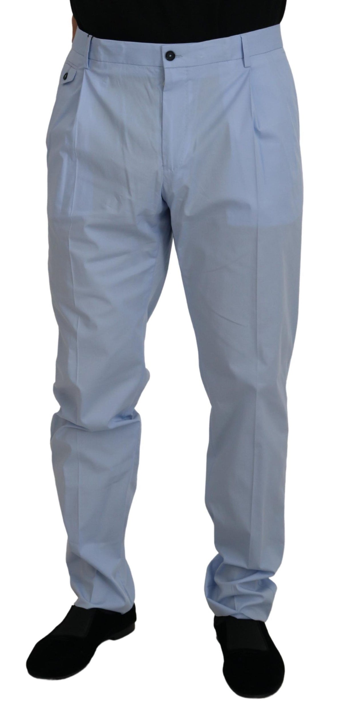New Dolce & Gabbana Blue Cotton Stretch Trousers Chinos Pants