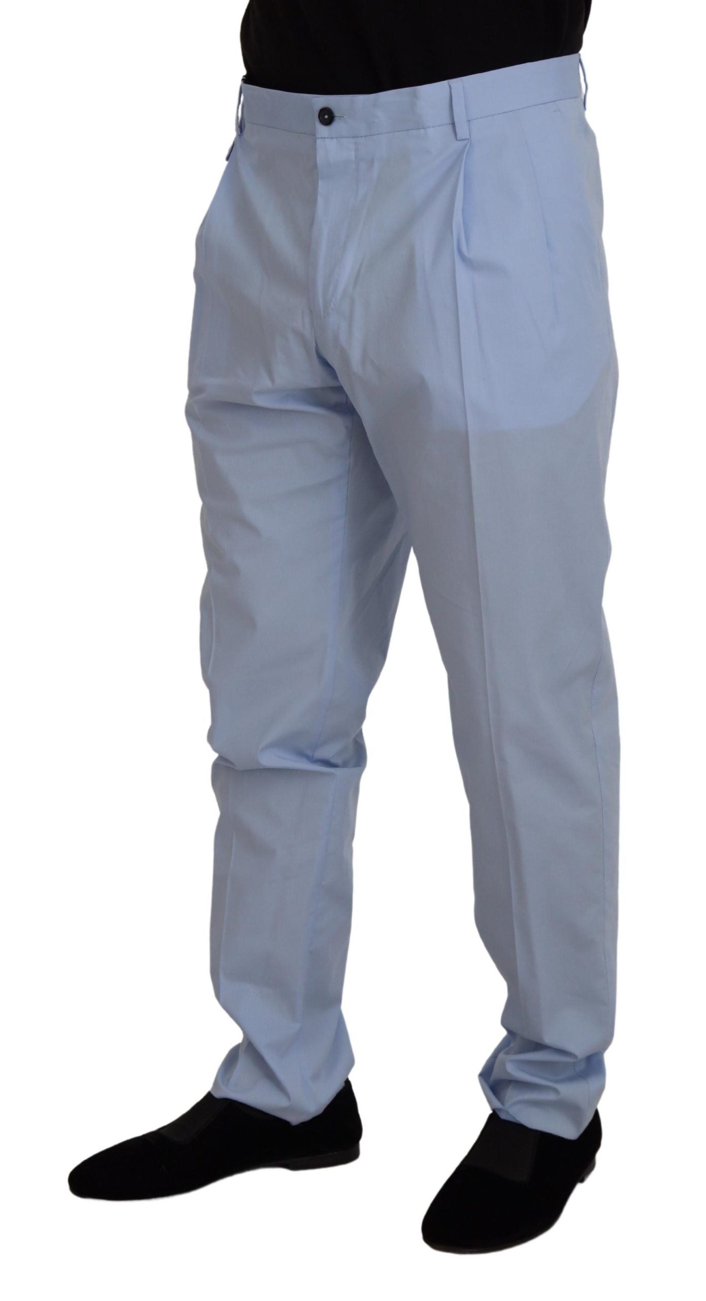 New Dolce & Gabbana Blue Cotton Stretch Trousers Chinos Pants