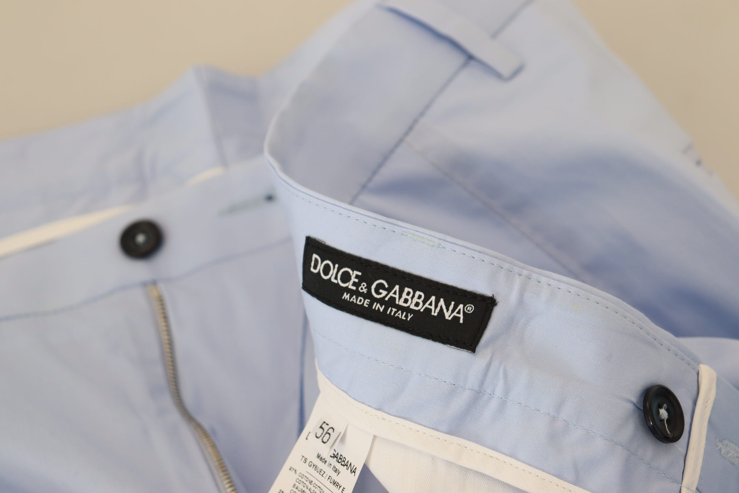 New Dolce & Gabbana Blue Cotton Stretch Trousers Chinos Pants
