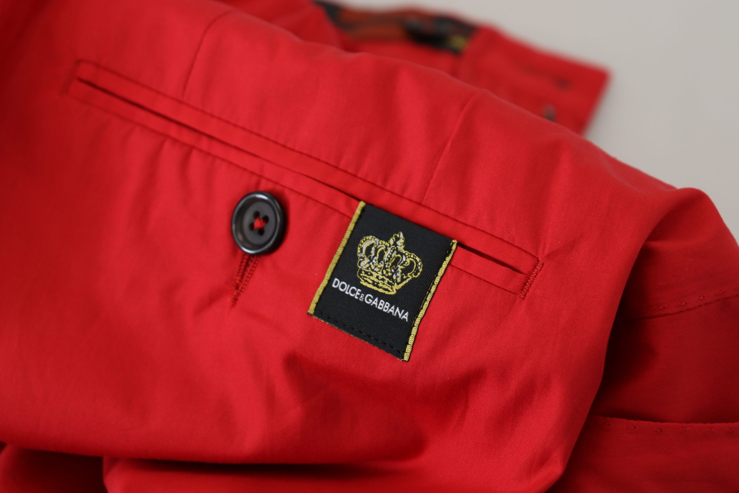 New Dolce & Gabbana Red Cotton Slim Fit Trousers Chinos Pants