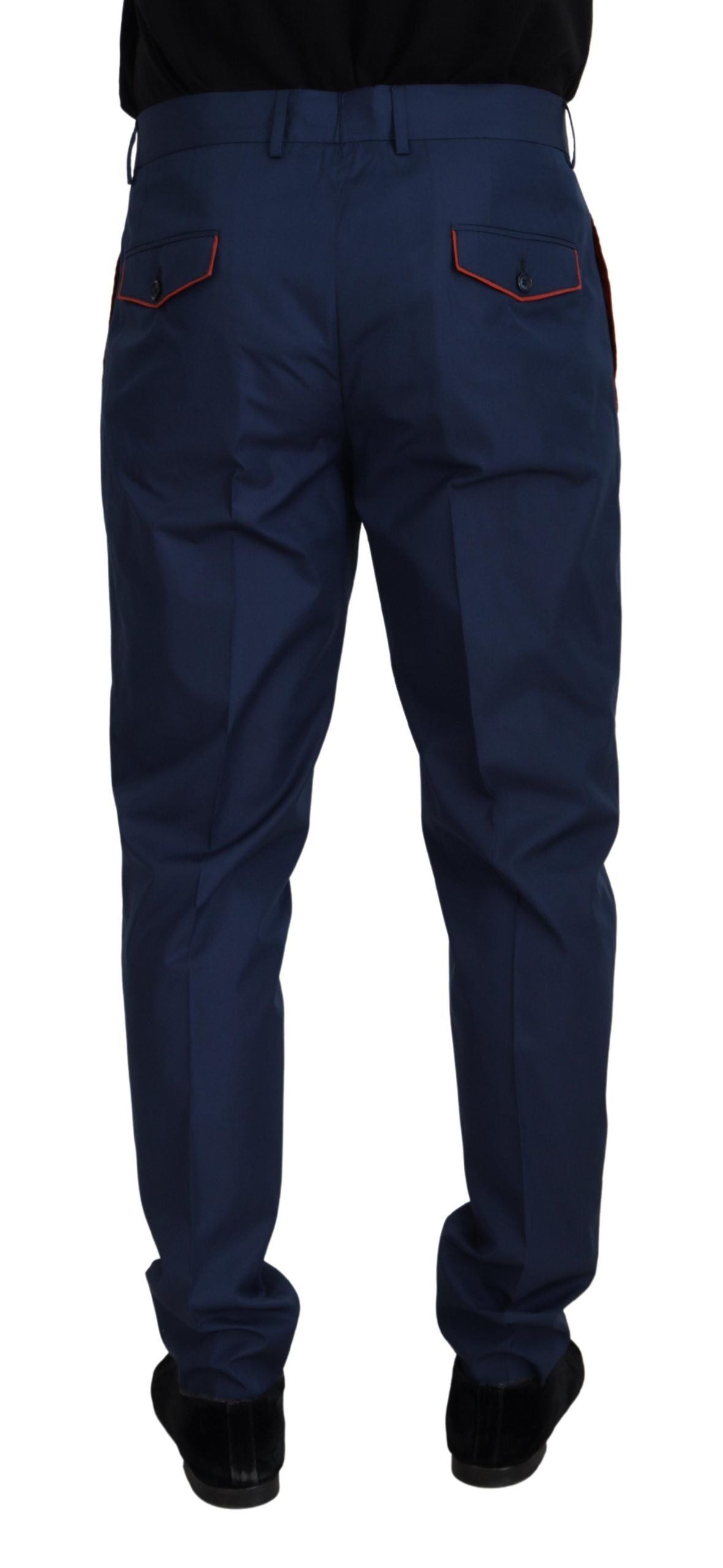 New Dolce & Gabbana Blue Cotton Silk Trousers Chinos Pants