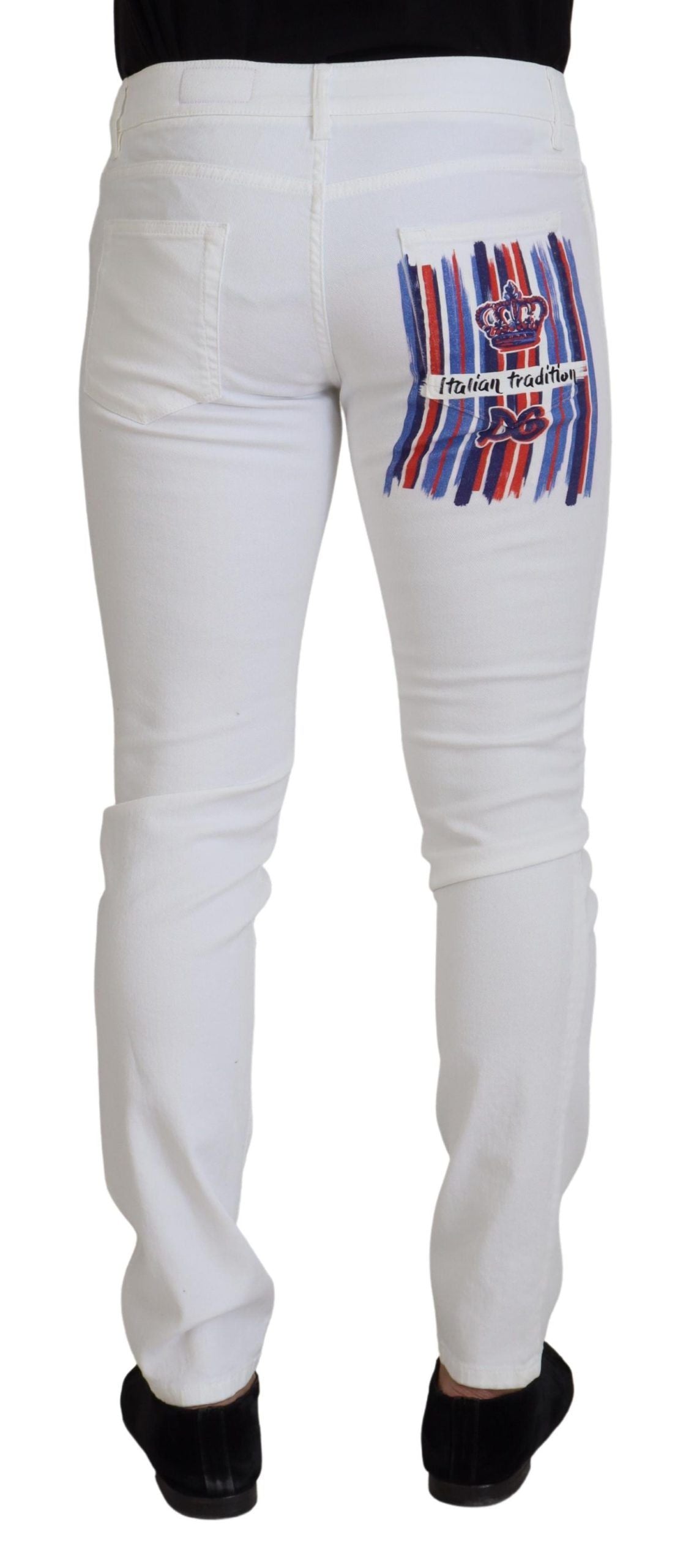 New Dolce & Gabbana White Slim Skinny Stretch Cotton Denim Jeans