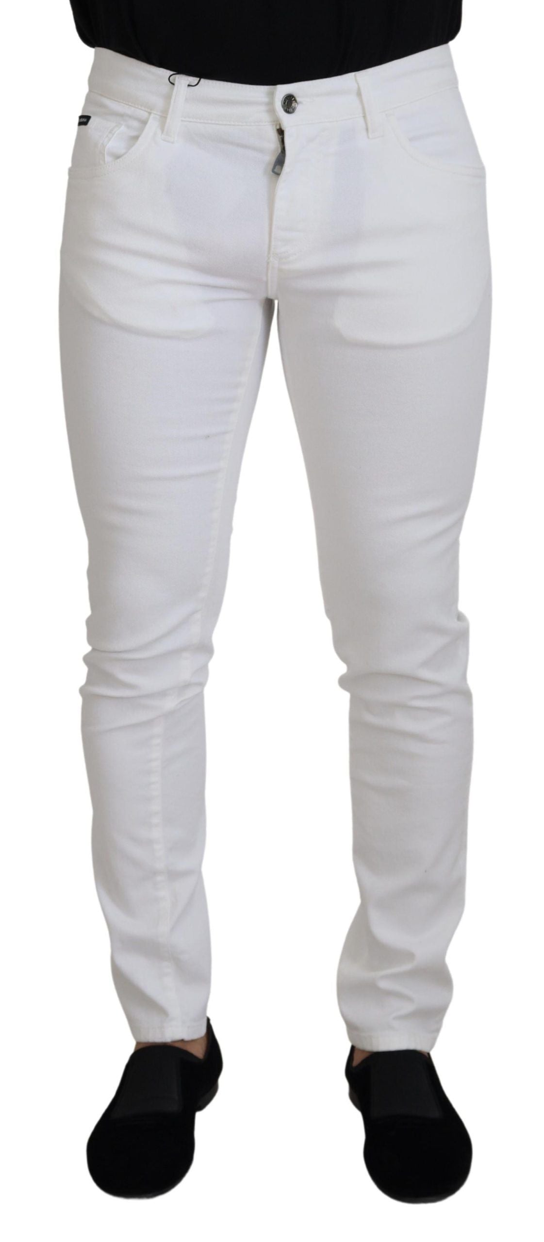 New Dolce & Gabbana White Slim Skinny Stretch Cotton Denim Jeans