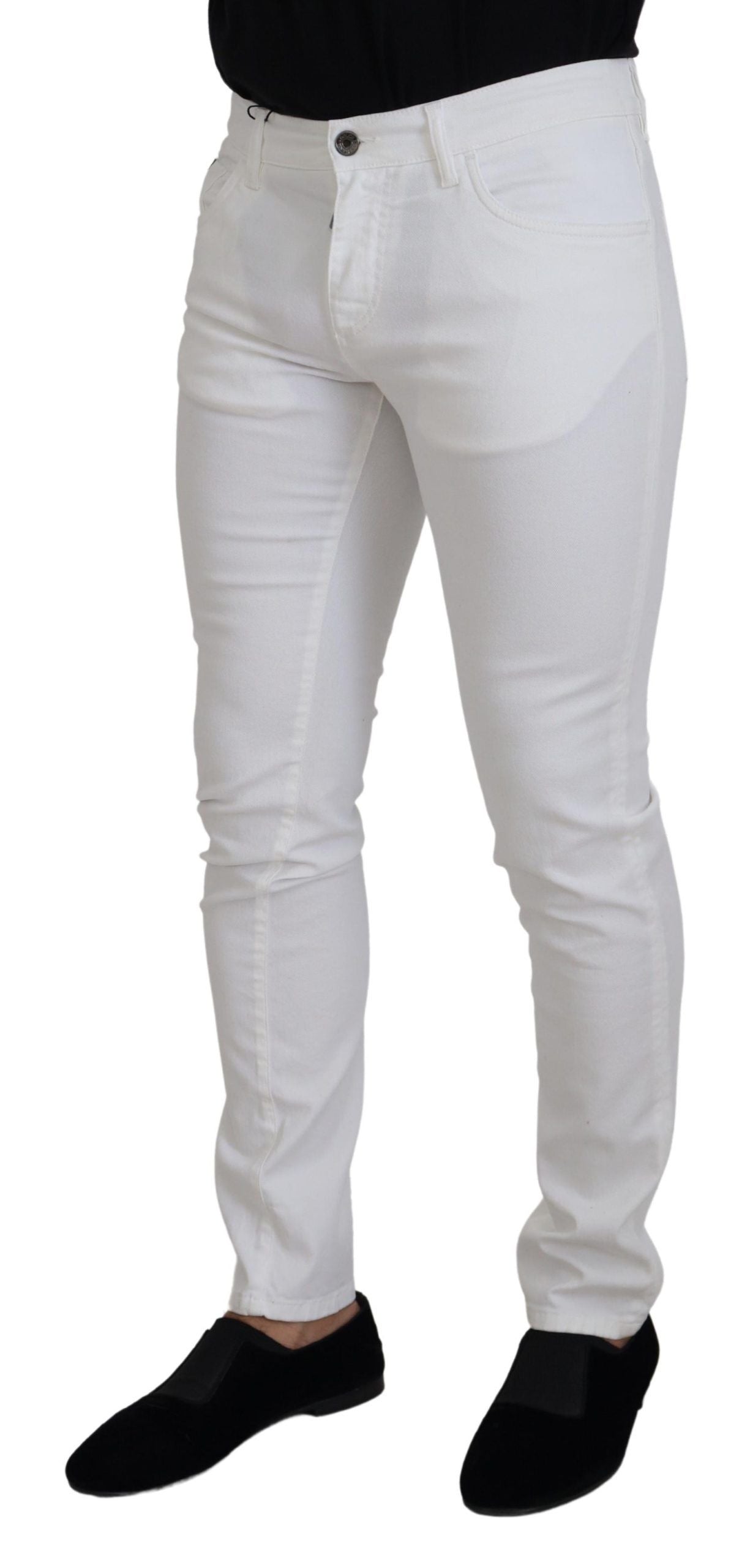 New Dolce & Gabbana White Slim Skinny Stretch Cotton Denim Jeans