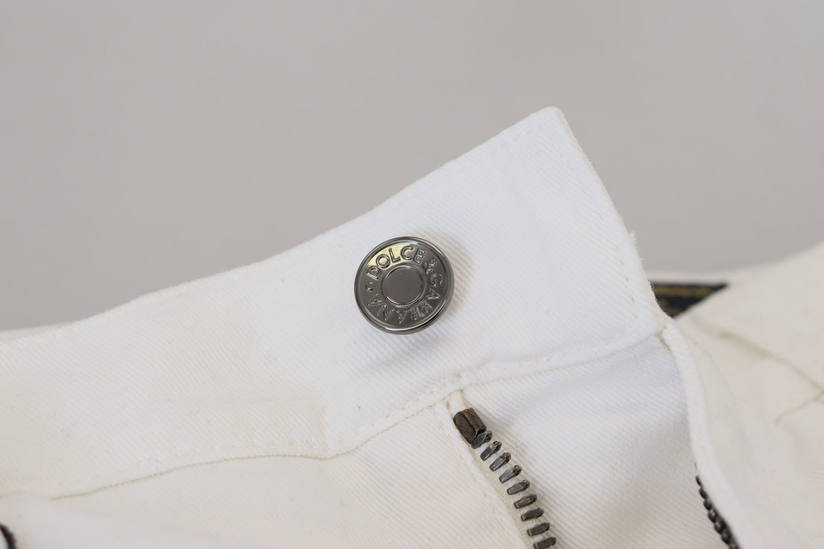 New Dolce & Gabbana White Slim Skinny Stretch Cotton Denim Jeans