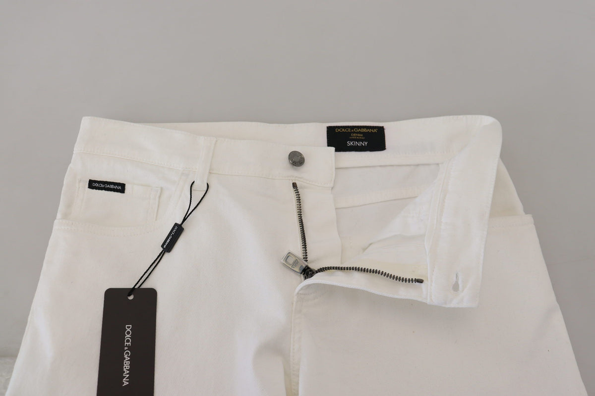 New Dolce & Gabbana White Slim Skinny Stretch Cotton Denim Jeans