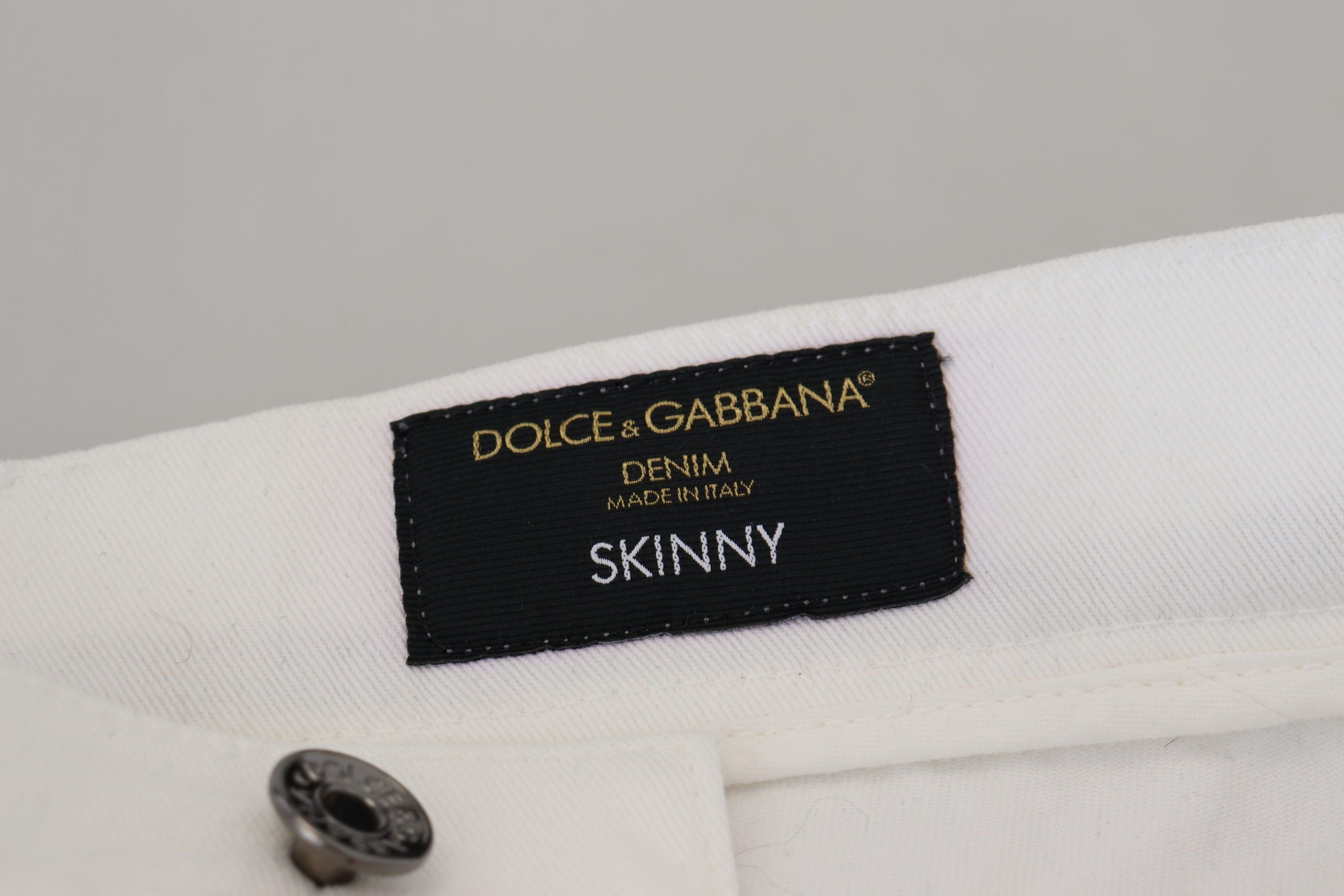 New Dolce & Gabbana White Slim Skinny Stretch Cotton Denim Jeans