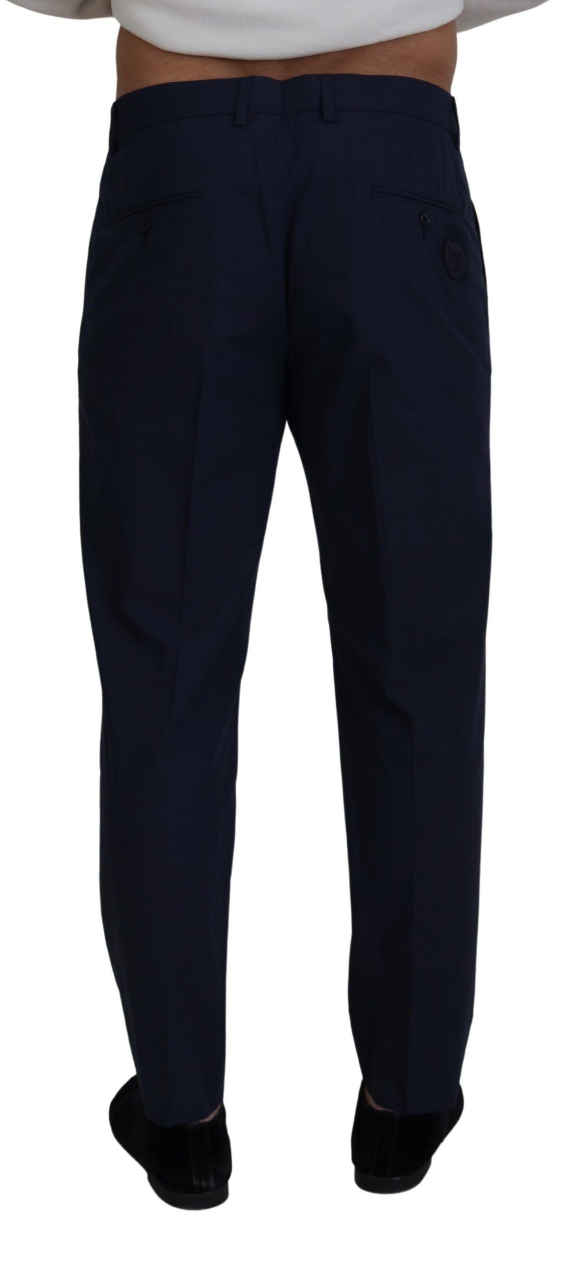 New Dolce & Gabbana Blue Cotton Slim Trousers Chinos Pants