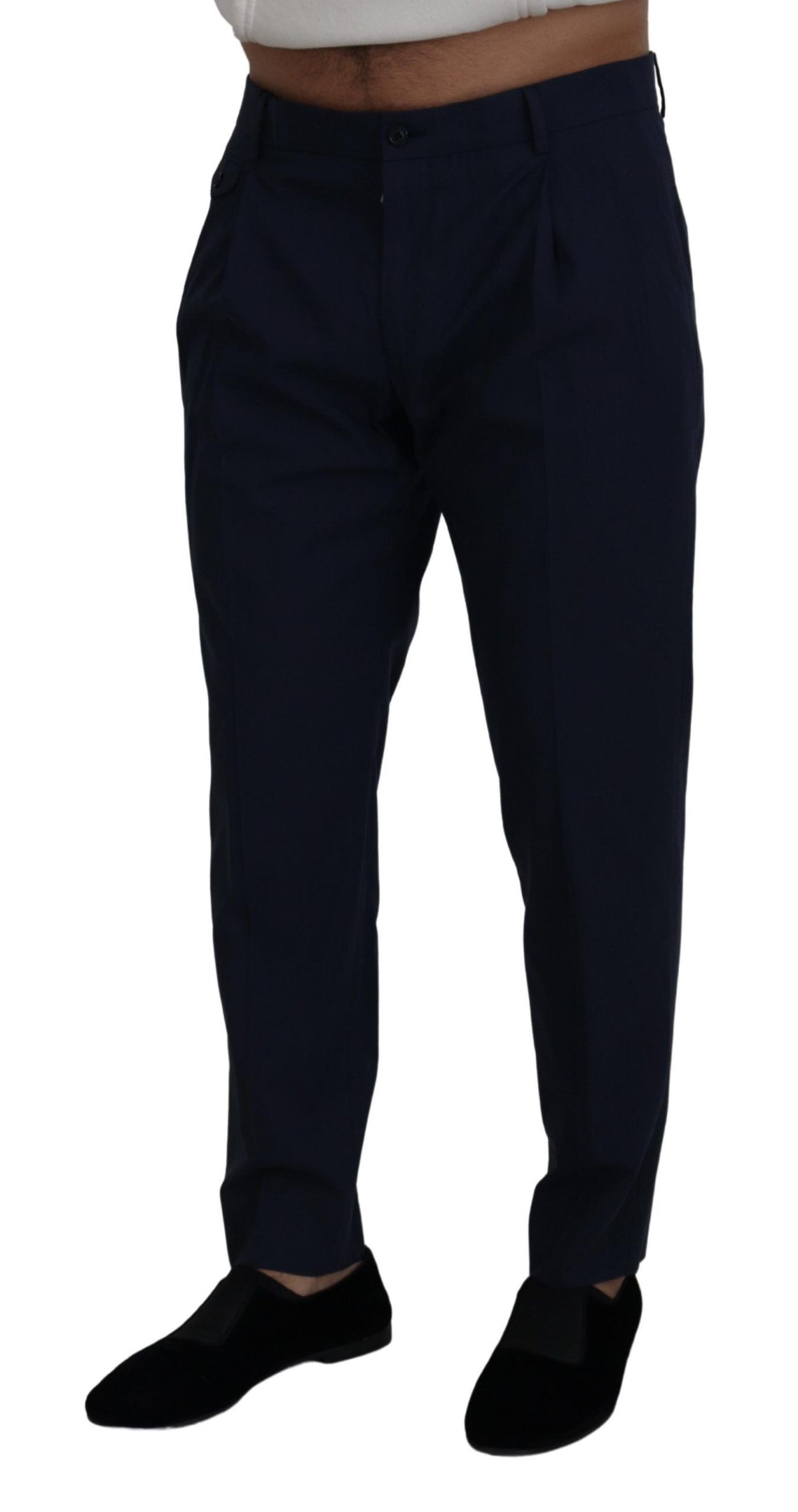 New Dolce & Gabbana Blue Cotton Slim Trousers Chinos Pants