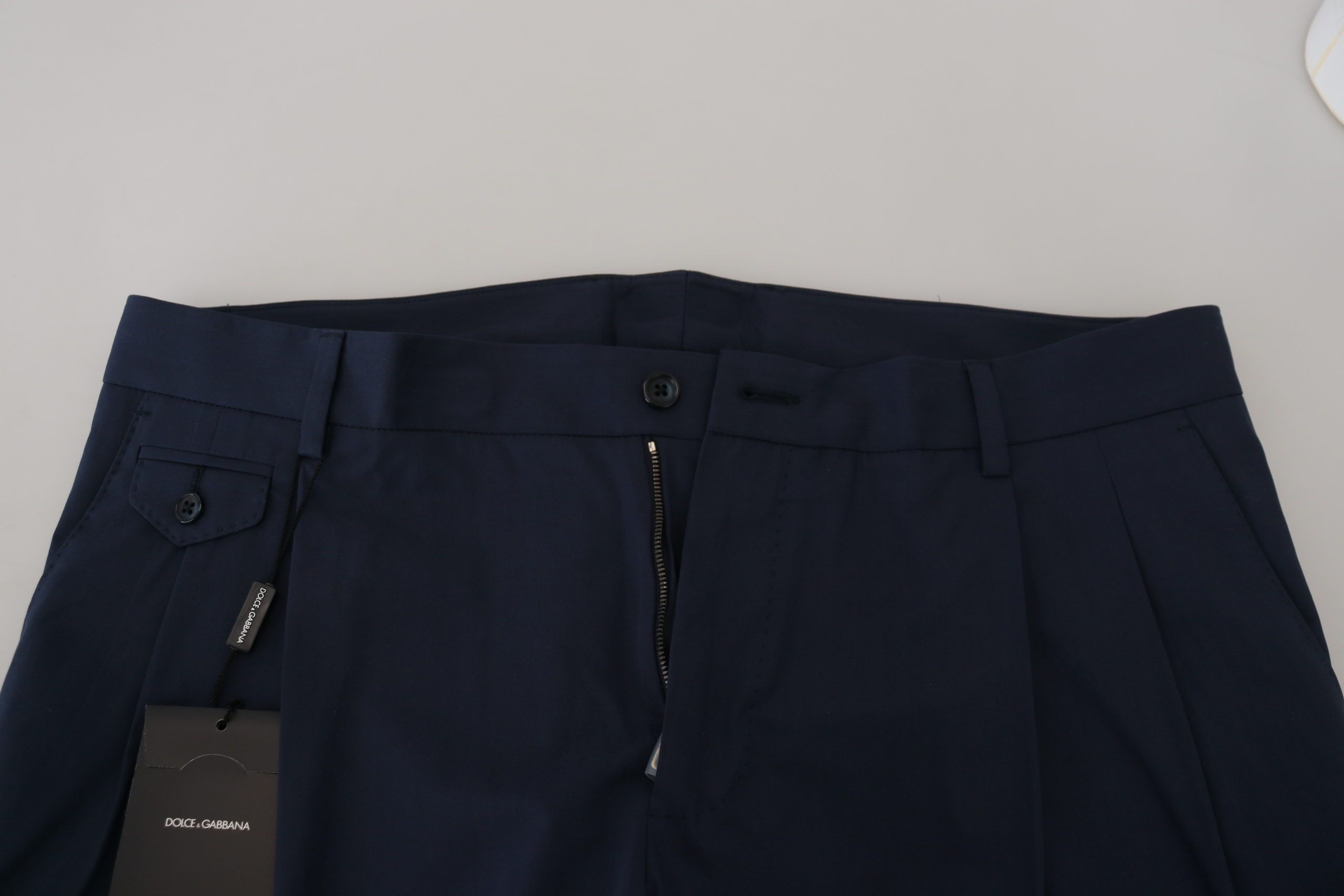 New Dolce & Gabbana Blue Cotton Slim Trousers Chinos Pants
