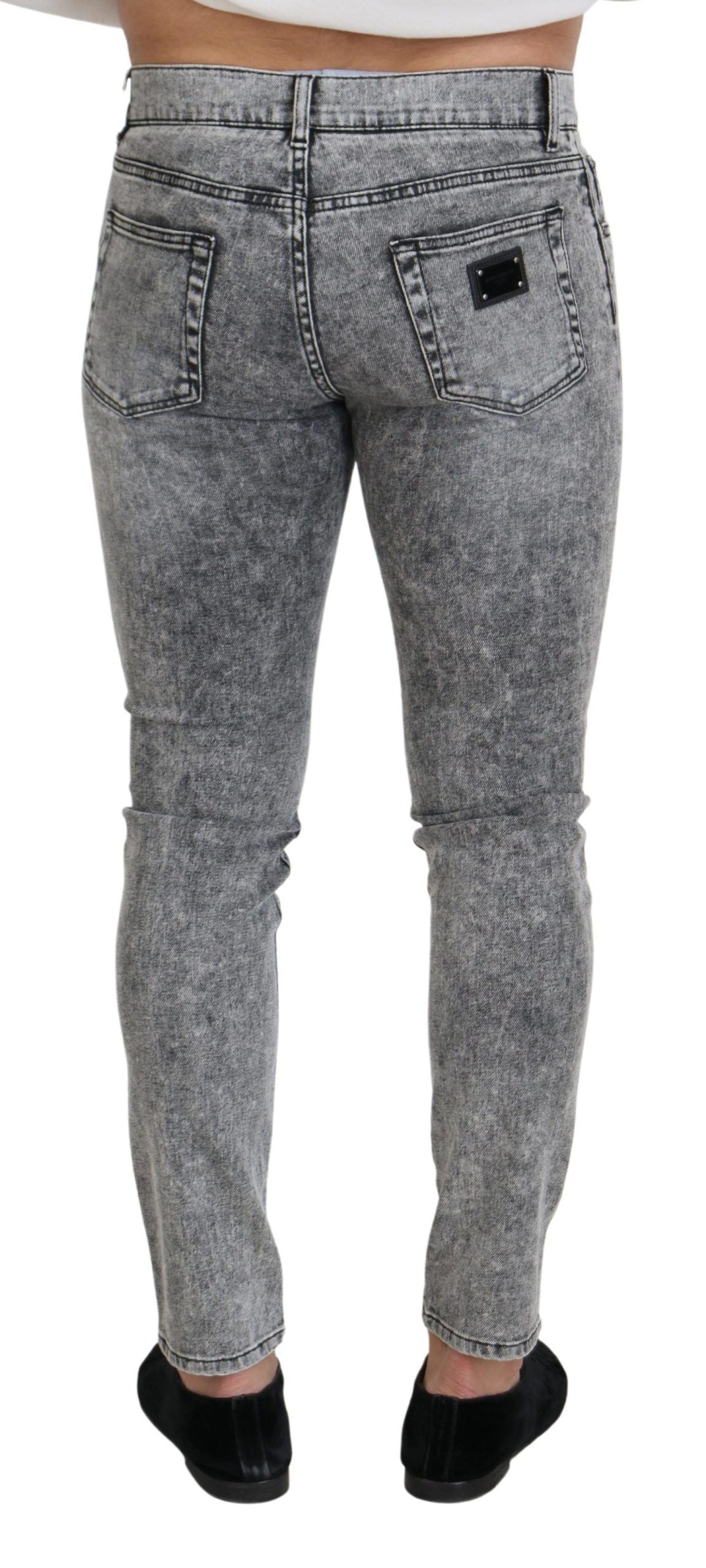 New Dolce & Gabbana Gray Slim Fit Wash Stretch Cotton Denim Jeans