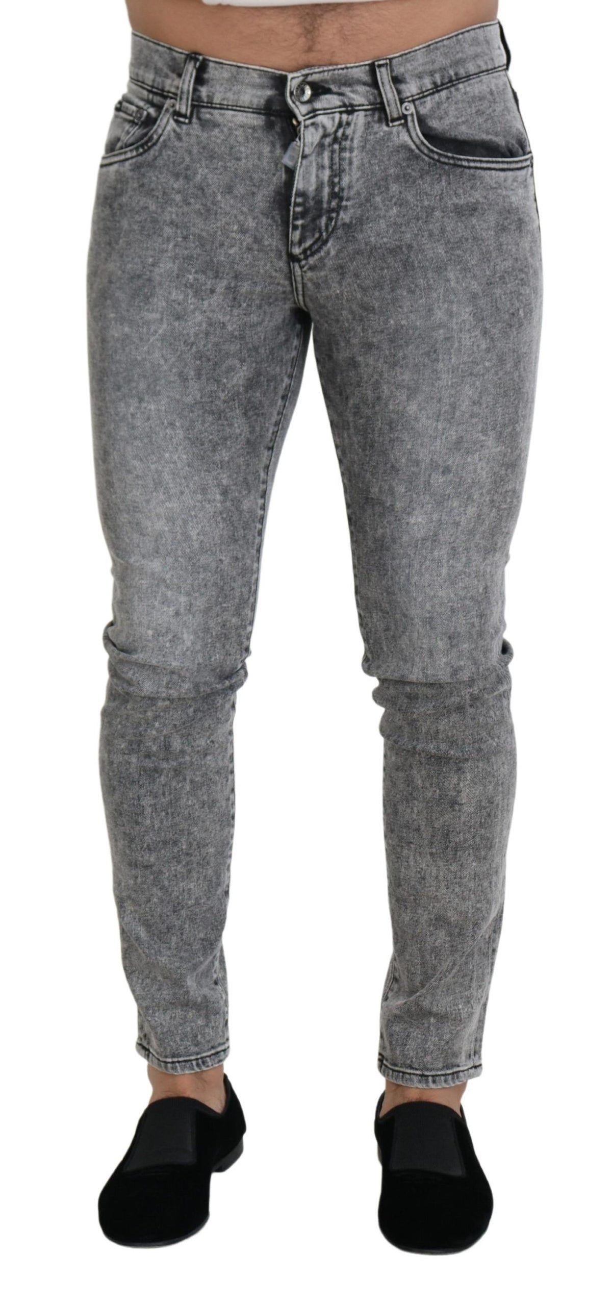 New Dolce & Gabbana Gray Slim Fit Wash Stretch Cotton Denim Jeans