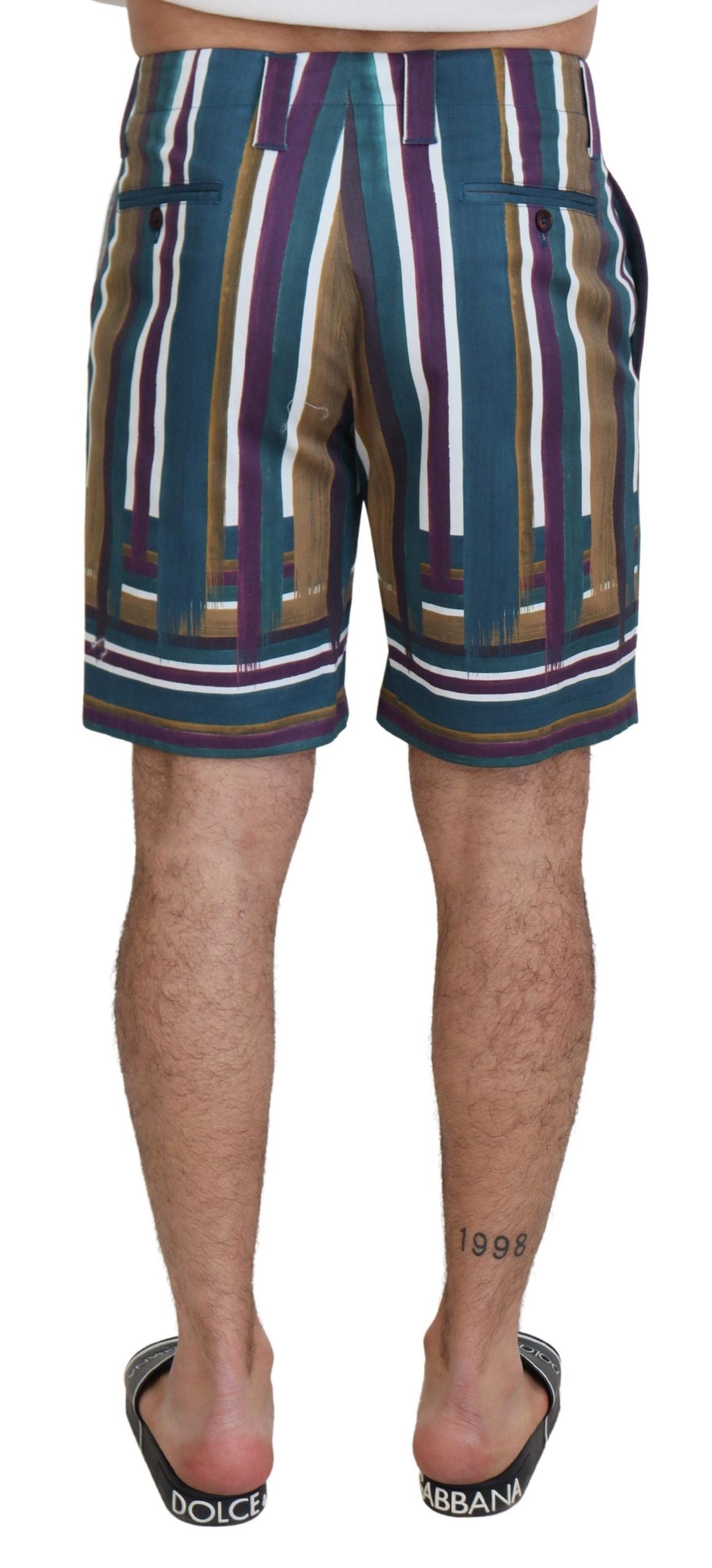 New Dolce & Gabbana Multicolor Striped Stretch Cotton Shorts