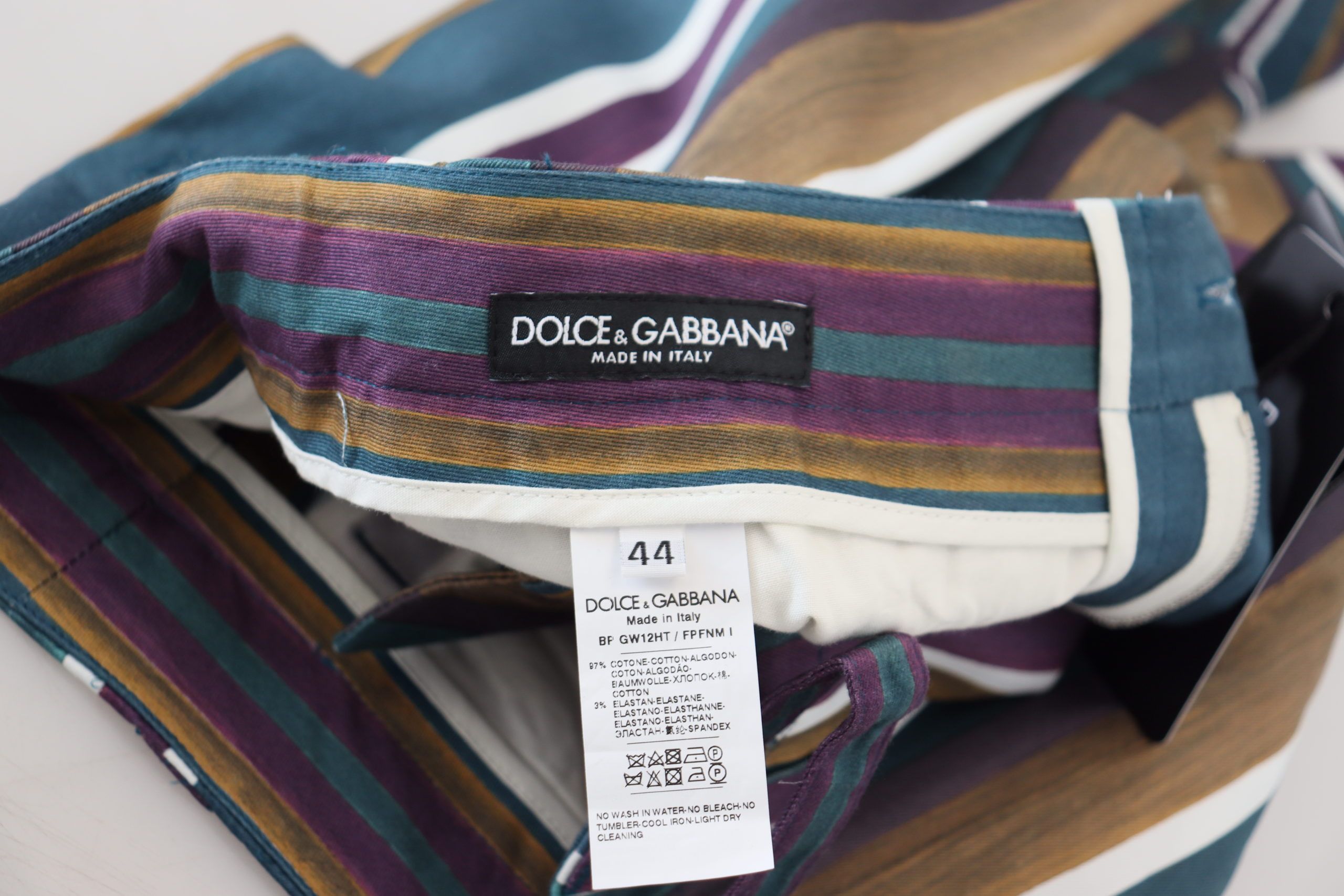 New Dolce & Gabbana Striped Stretch Cotton Shorts