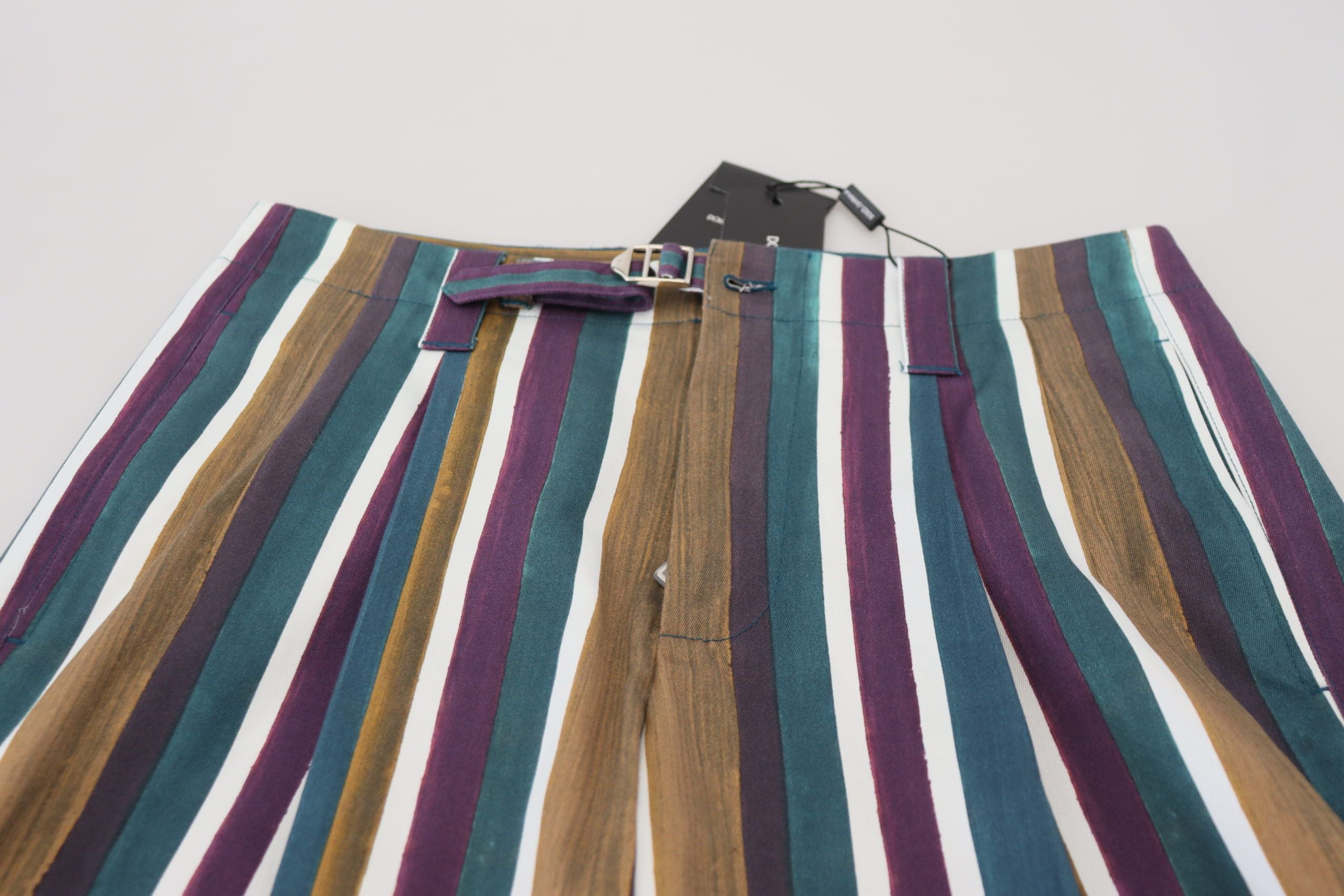 New Dolce & Gabbana Striped Stretch Cotton Shorts