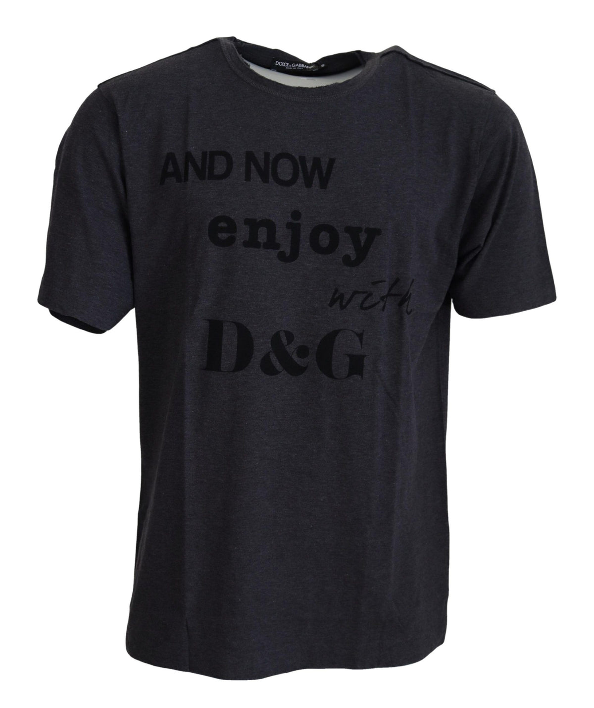 New Dolce & Gabbana Gray Crewneck Cotton Short Sleeve T-shirt