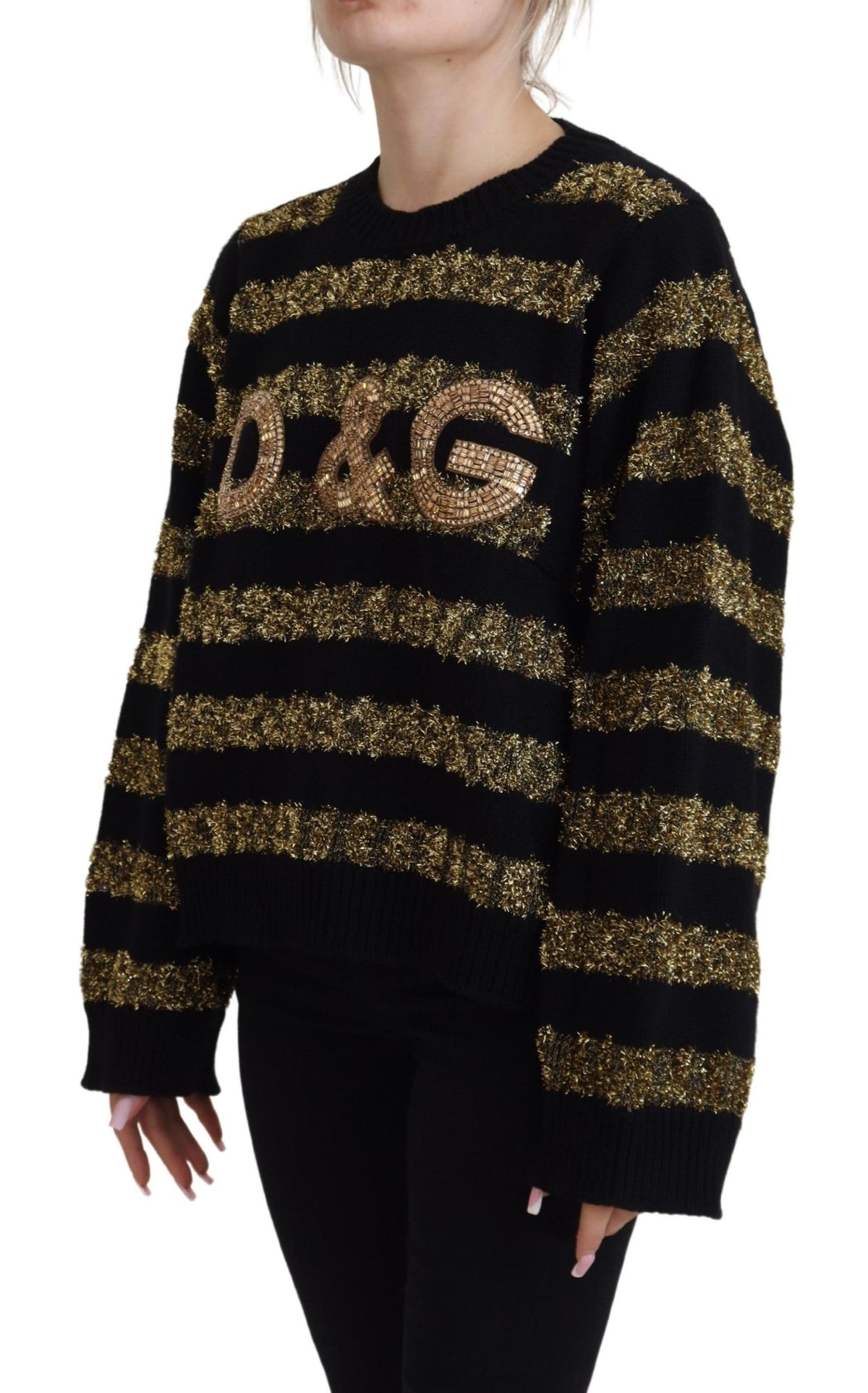 New Dolce & Gabbana Black Gold D&G Crystal Cashmere Sweater