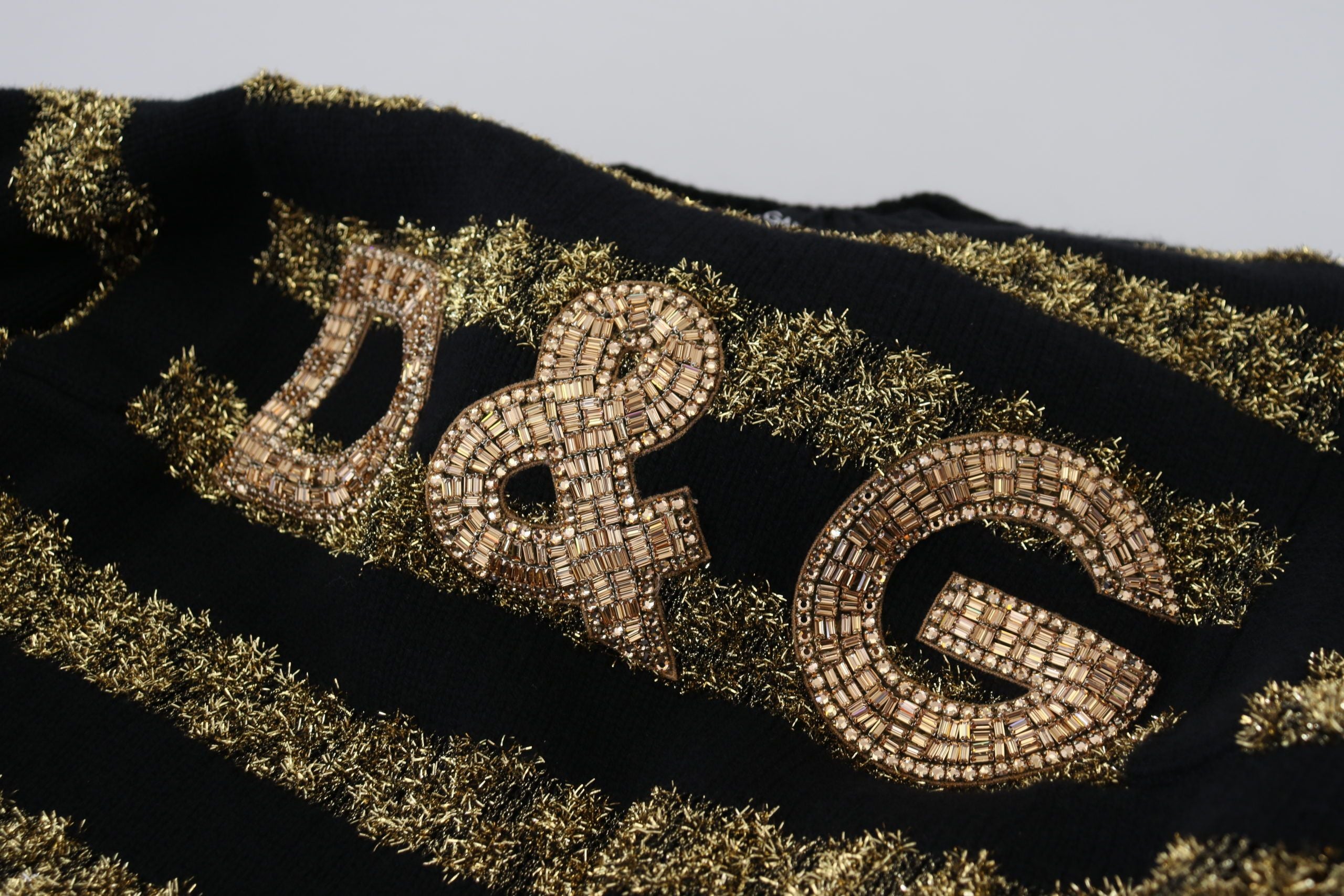 New Dolce & Gabbana Black Gold D&G Crystal Cashmere Sweater