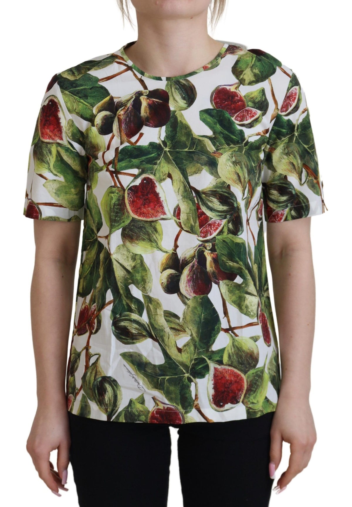 New Dolce & Gabbana Crew-neck Cotton Top Blouse Fruit T-shirt