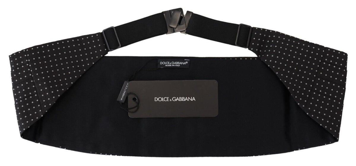 New Dolce & Gabbana Black Polka Dot Wide Waist Men Belt Cummerband