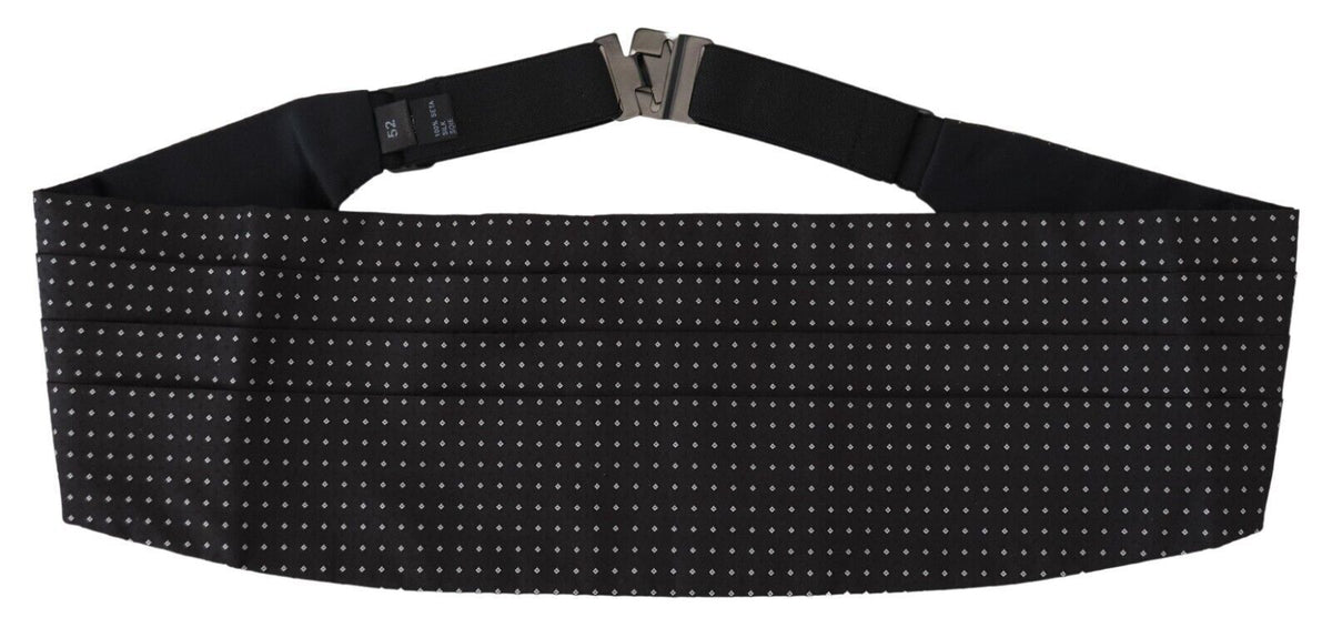 New Dolce & Gabbana Black Polka Dot Wide Waist Men Belt Cummerband