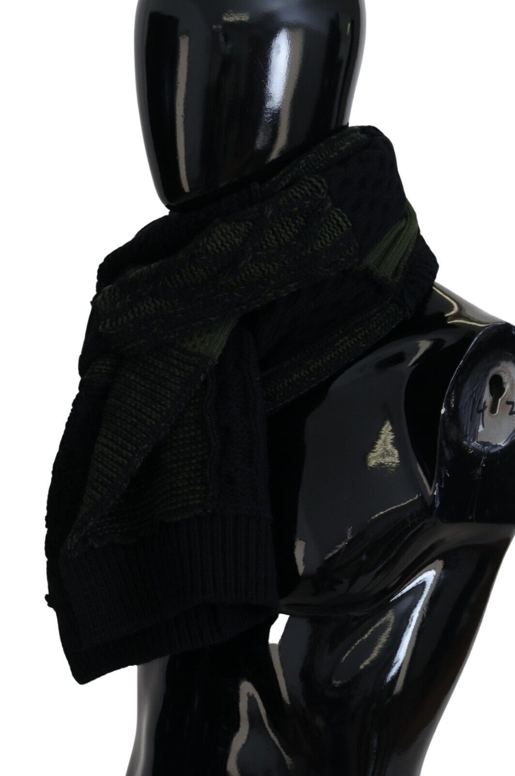 New Dolce & Gabbana Black Green Knitted Men Neck Wrap Shawl Scarf