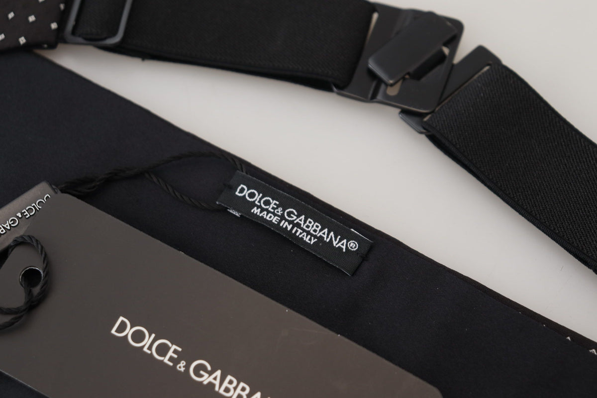 New Dolce & Gabbana Black Polka Dot Wide Waist Men Belt Cummerband