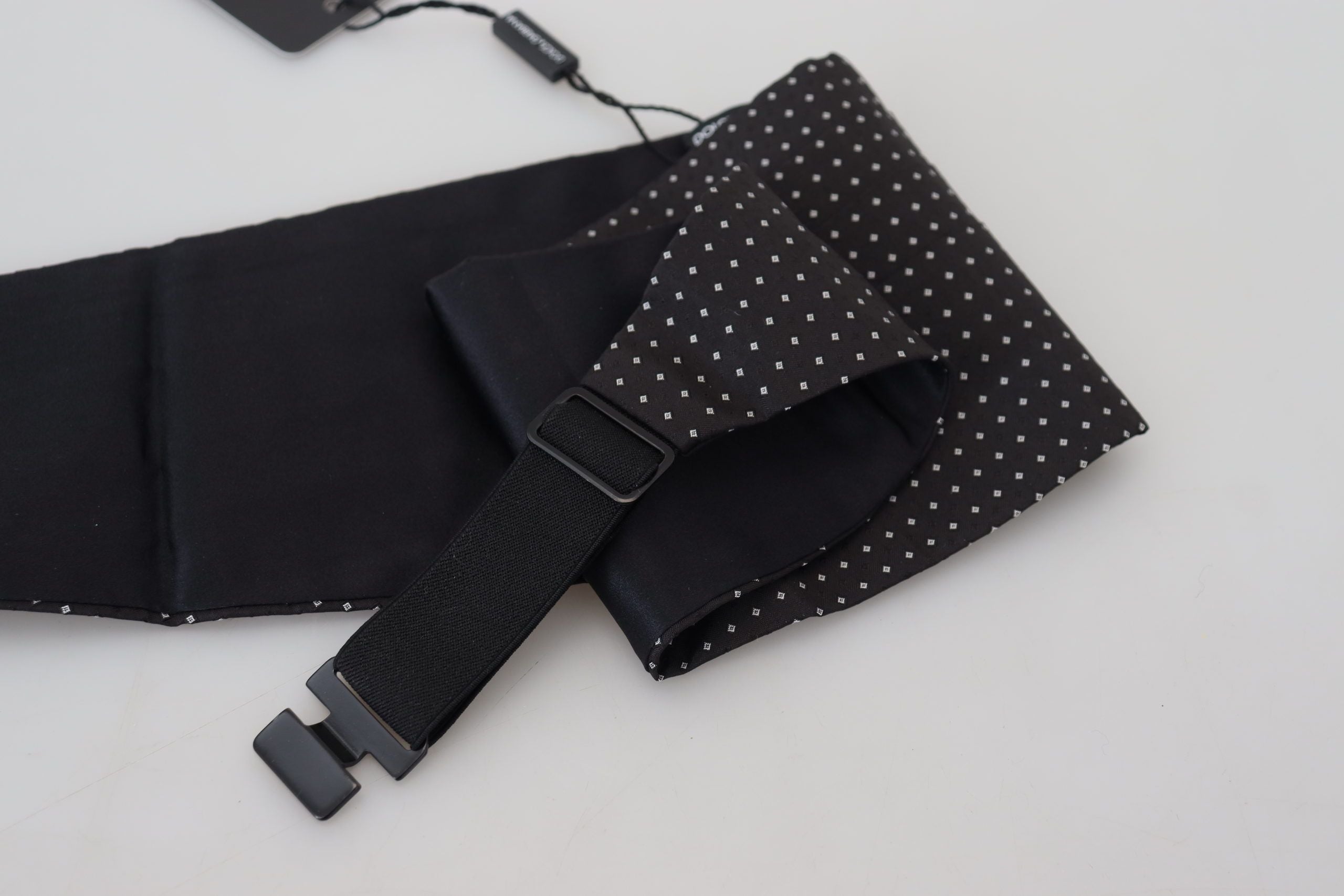 New Dolce & Gabbana Black Polka Dot Wide Waist Men Belt Cummerband