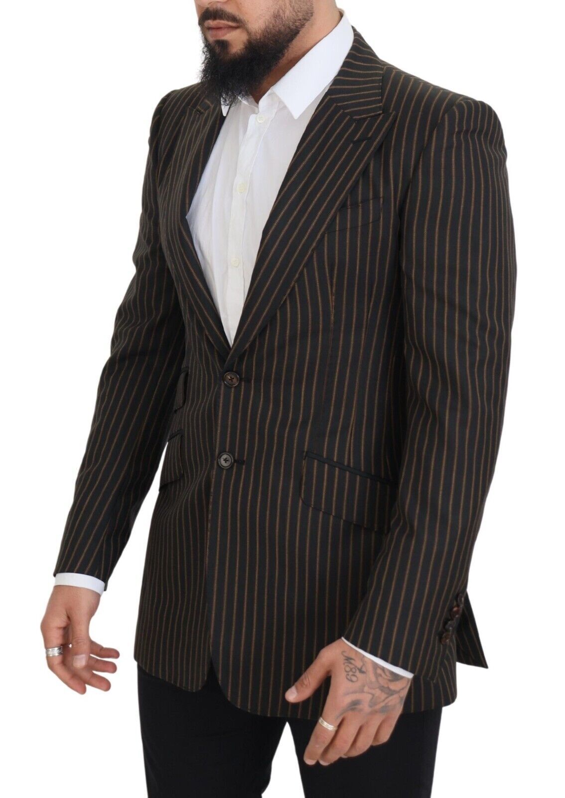 Dolce & Gabbana Dark Gray Stripes Single Breasted Blazer