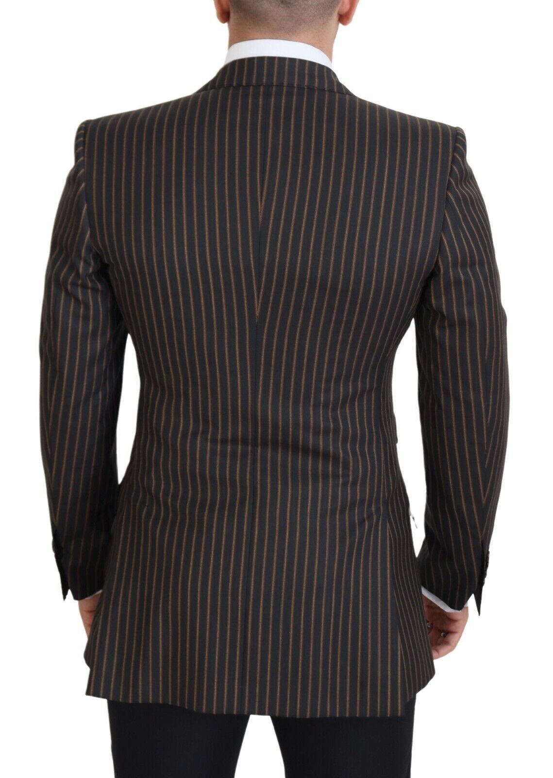 Dolce & Gabbana Dark Gray Stripes Single Breasted Blazer