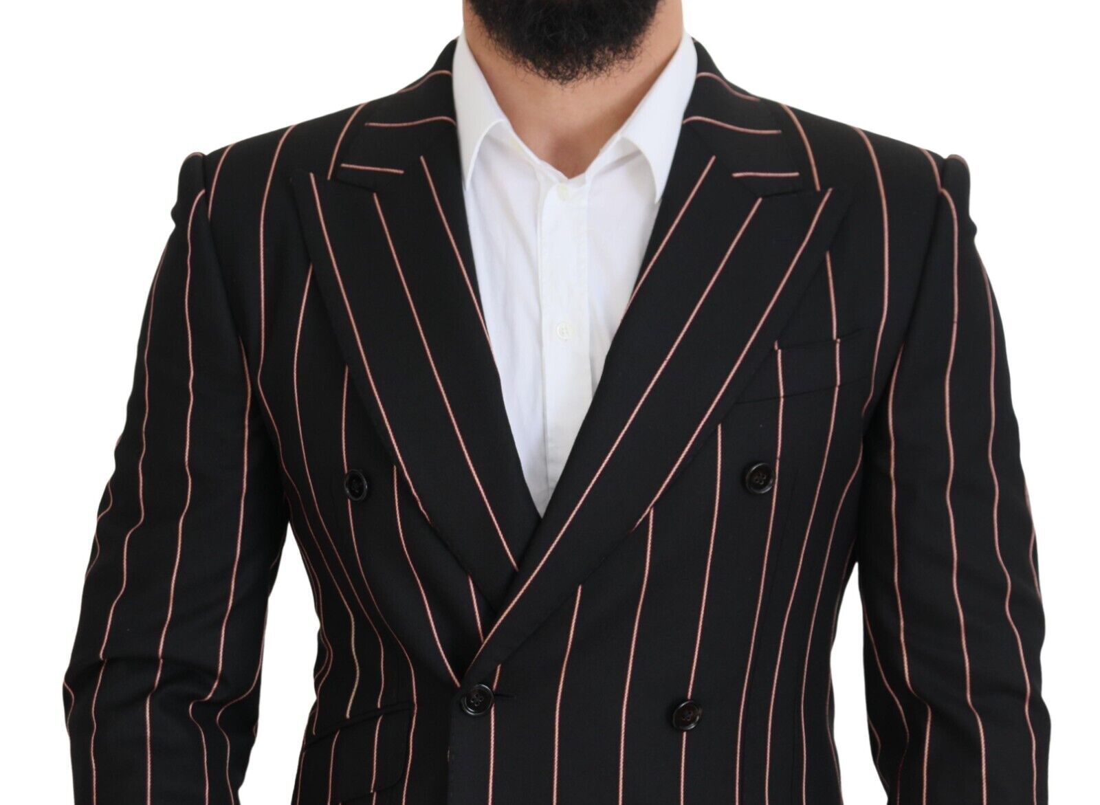 Dolce & Gabbana Dark Gray Stripes Viscose Double Breasted Blazer