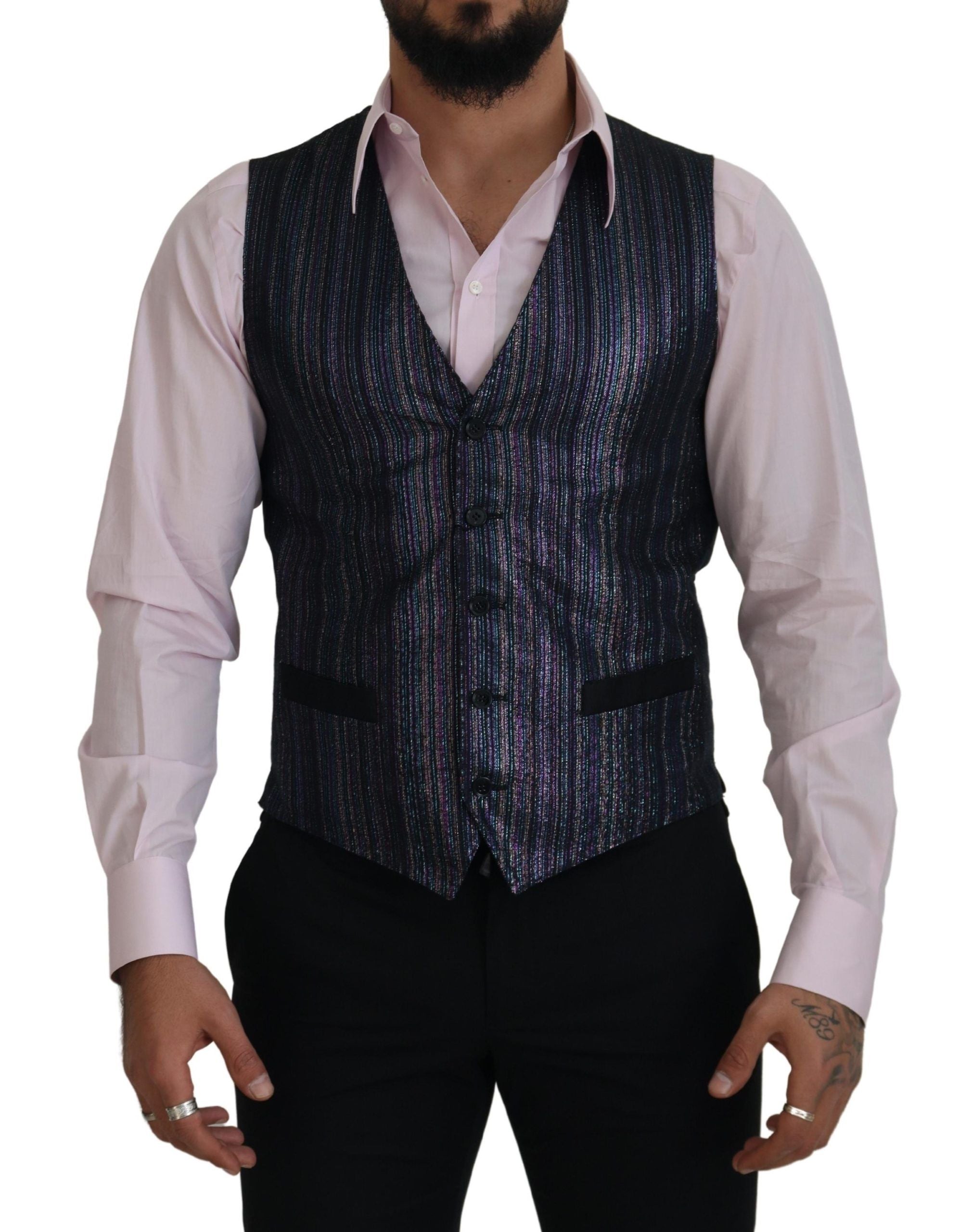 Dolce & Gabbana Multicolor Waistcoat Dress Formal Vest