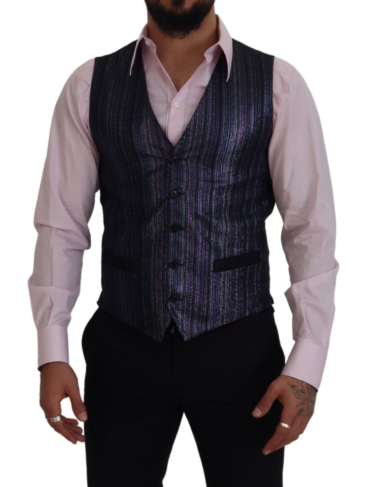 Dolce & Gabbana Multicolor Waistcoat Dress Formal Vest